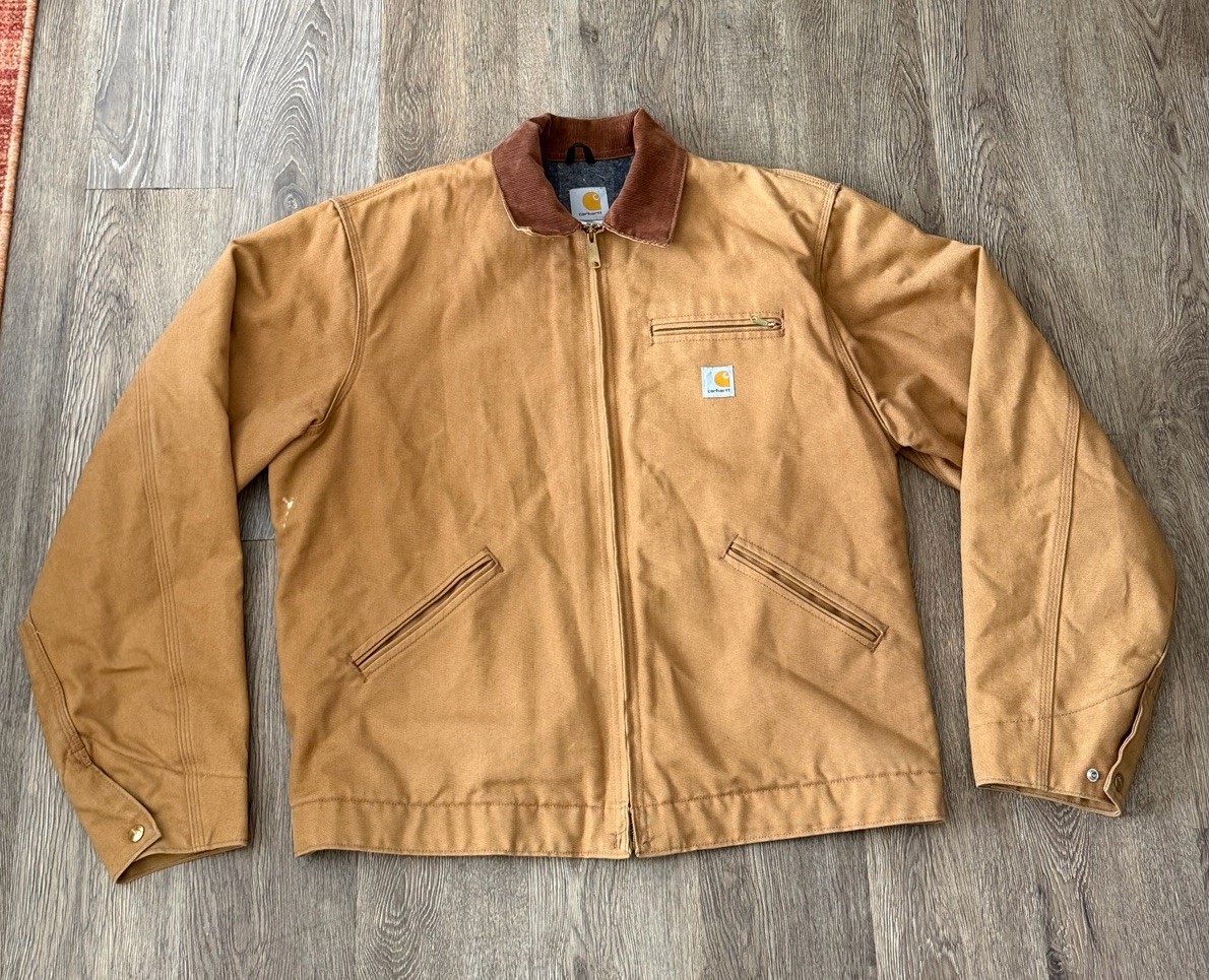 Vintage Carhartt Detroit Jacket J01 BRN Blanket Lined Size 48 Tall USA