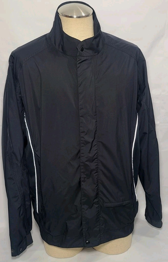 DryJoys by FootJoys Black Full Zip Rain Jacket Zipper Pockets ~ Mens Large Used 