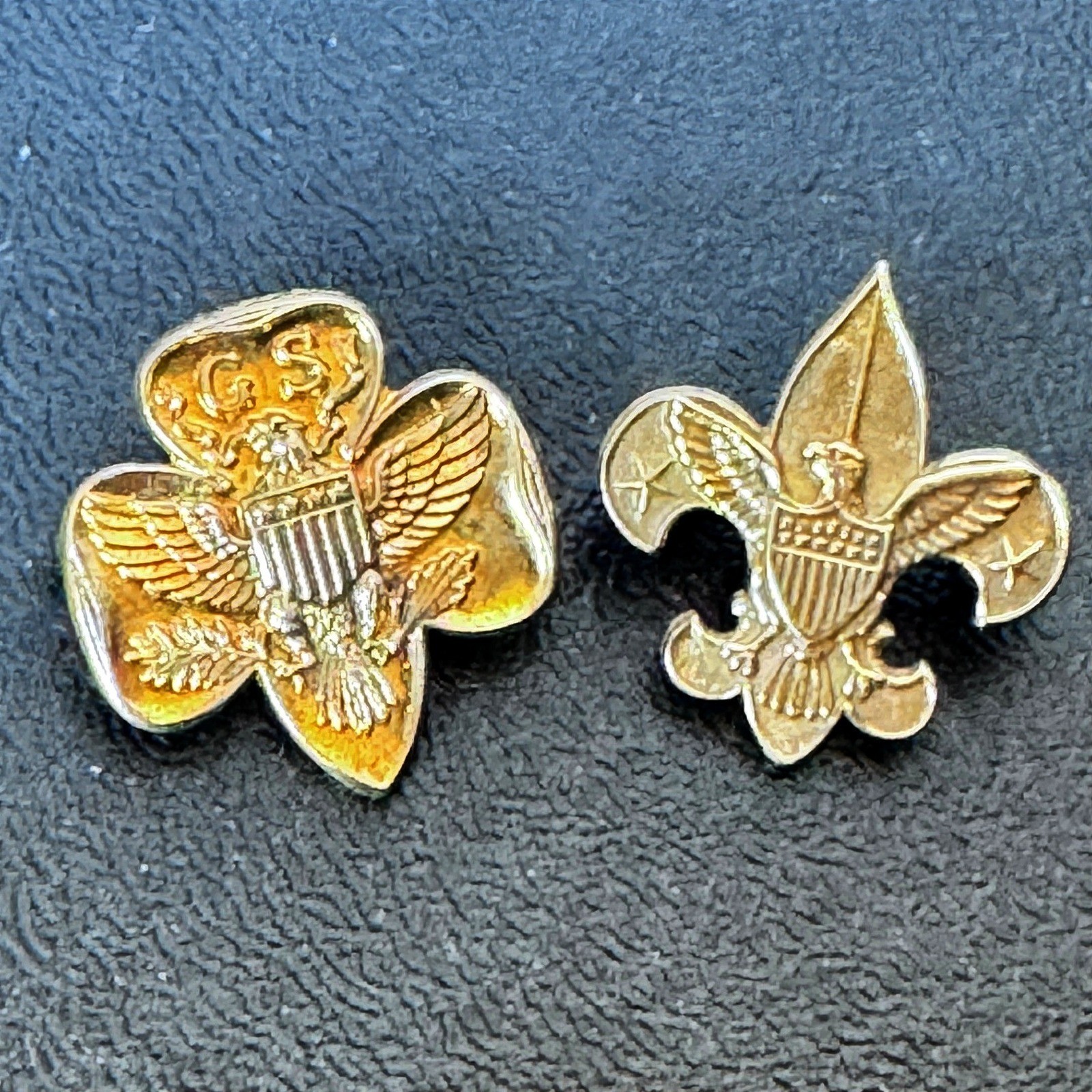 Vintage Boy Girl Scout Pins Lot GSA Trefoil Fleur de Lis Eagle Emblem Brooch