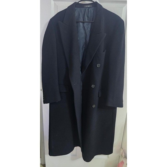 Vintage Charles Jourdan Monsieur Field Brothers NY Wool Overcoat Navy US 44