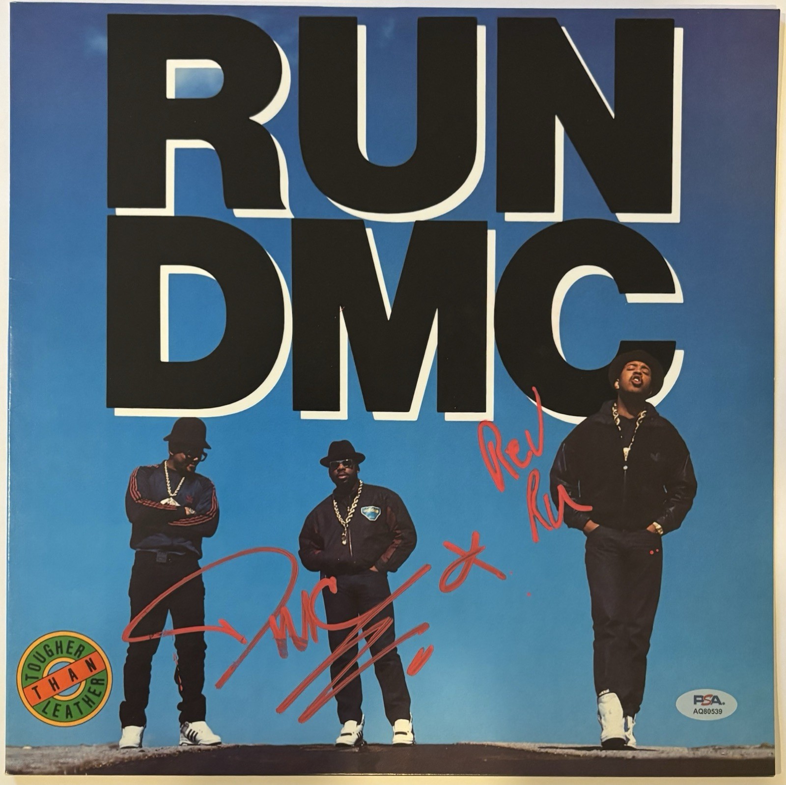 Rev Run & DMC Dual Autographed/Signed Vinyl LP Tougher Than Leather Run-DMC PSA Rev Run & DMC Dual Autographed/Signed Vinyl LP Tougher Than Leather Run-DMC PSA