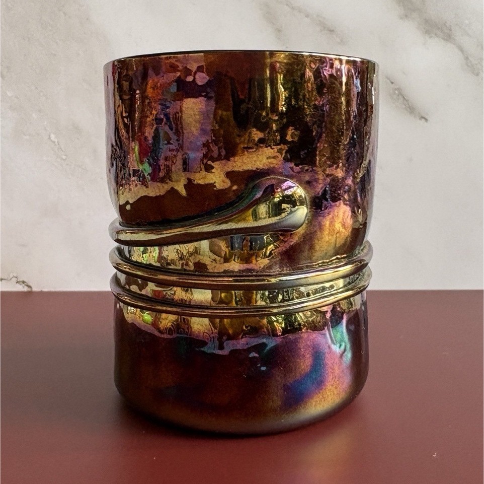 Vintage Esteban Prieto Iridescent Studio Art Glass Twist Snake Tumbler