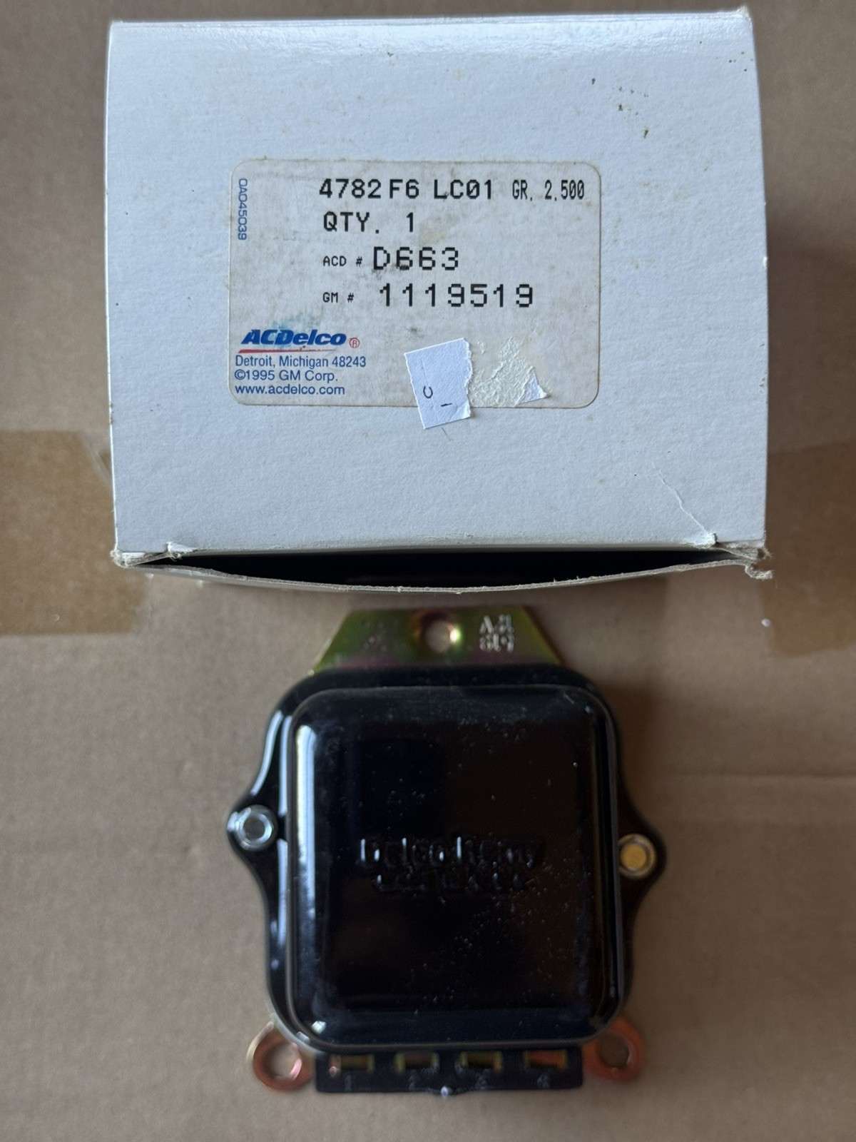 NEW Voltage Regulator ACDelco Remy D663 GM # 1119519 Made in USA NOS NEW Voltage Regulator ACDelco Remy D663 GM # 1119519 Made in USA NOS