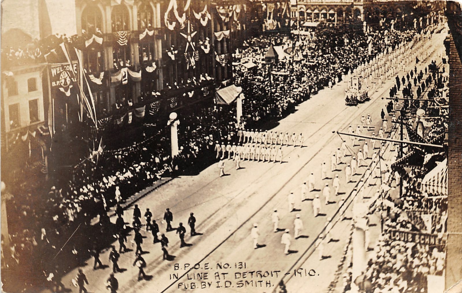 G96/ Detroit Michigan RPPC Postcard 1910 Elks Parade Crowd Patriotic 2 G96/ Detroit Michigan RPPC Postcard 1910 Elks Parade Crowd Patriotic 2