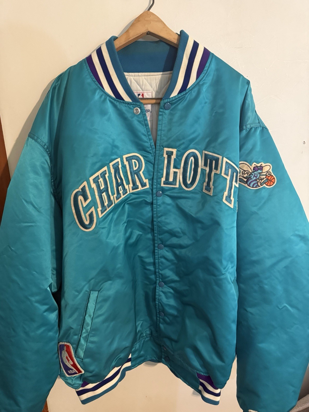 Very Rare Vintage Starter Satin Bomber, Charlotte Hornets Jacket Very Rare Vintage Starter Satin Bomber, Charlotte Hornets Jacket
