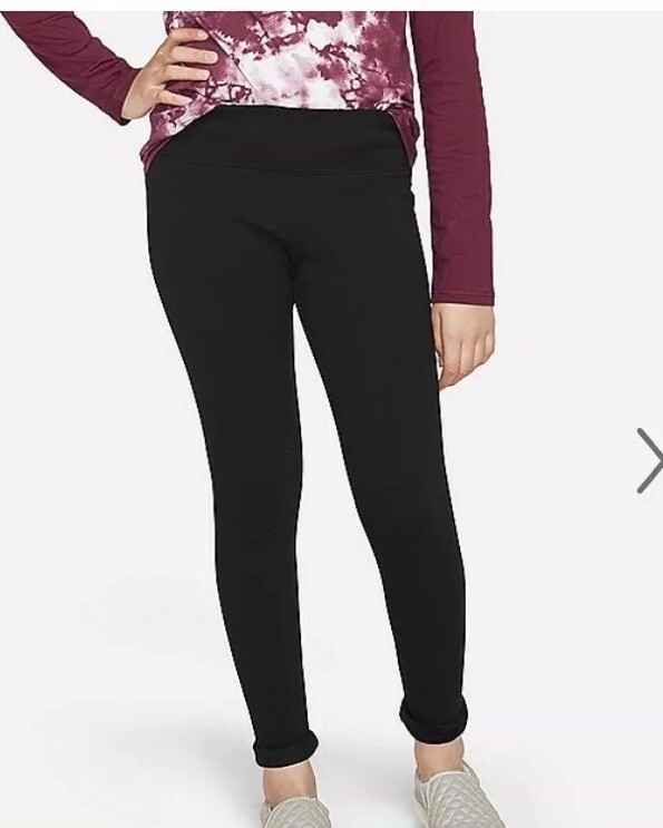 Nwt Girls Justice Fleece Lined Warm Leggings Black Size 7 Full Length