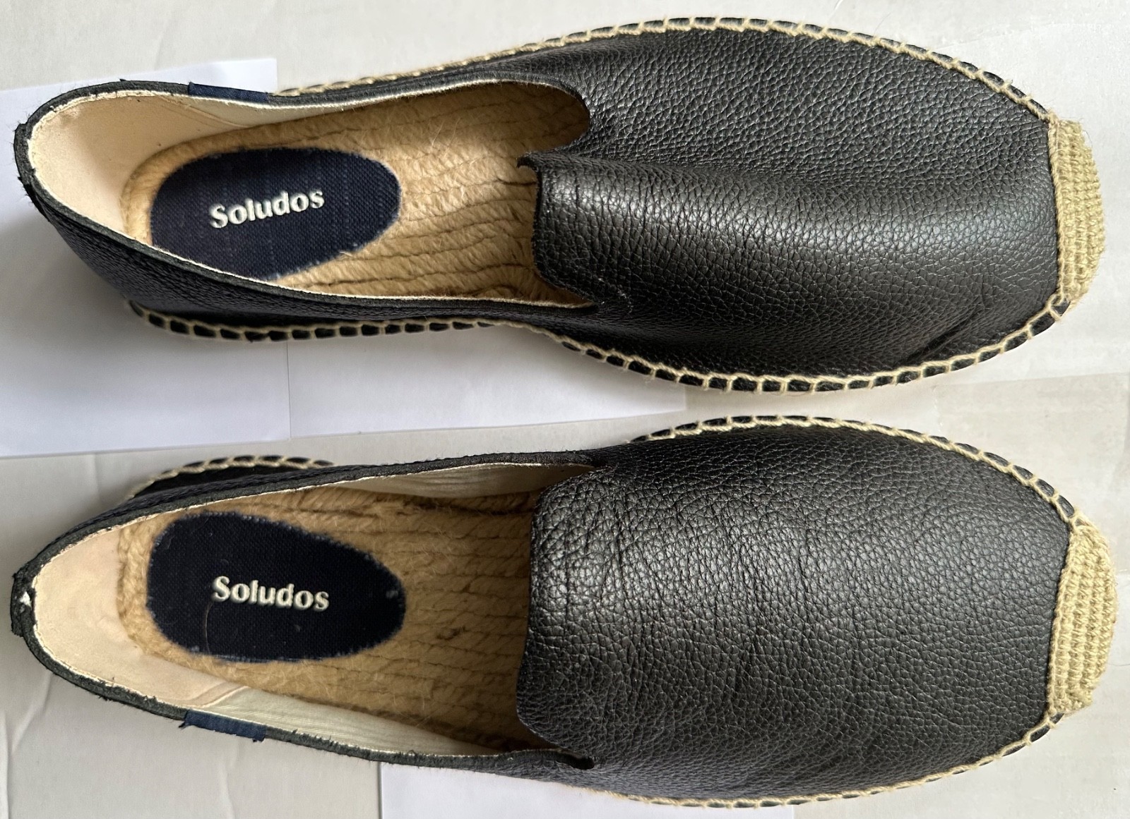 Black LEATHER Soludos Espadrilles Ladies Size 10-1/2 - New