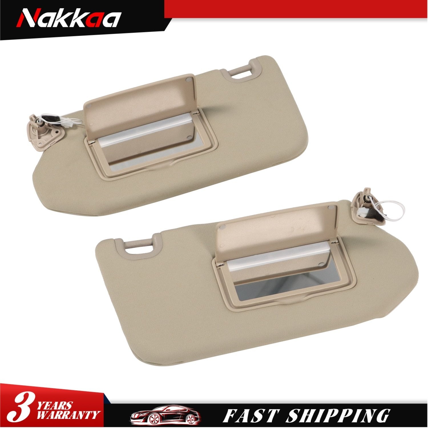 Pair Left & Right Gray Sun Visor For Nissan Pathfinder 13-18 for QX60 14-17