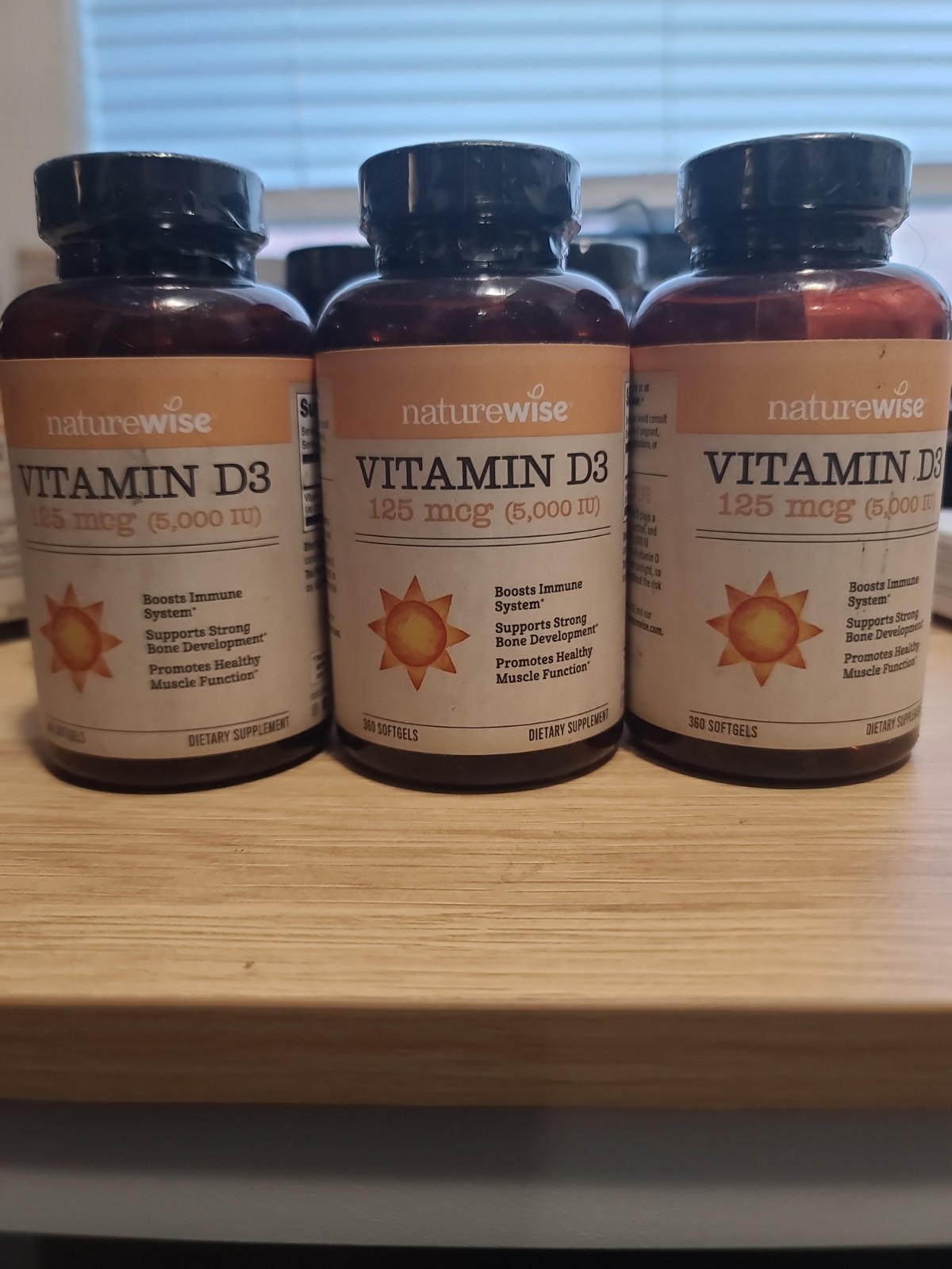 Naturewise Vitamin D3 5000 IU Softgels (THREE PACK) - 360 Count (1,080) 