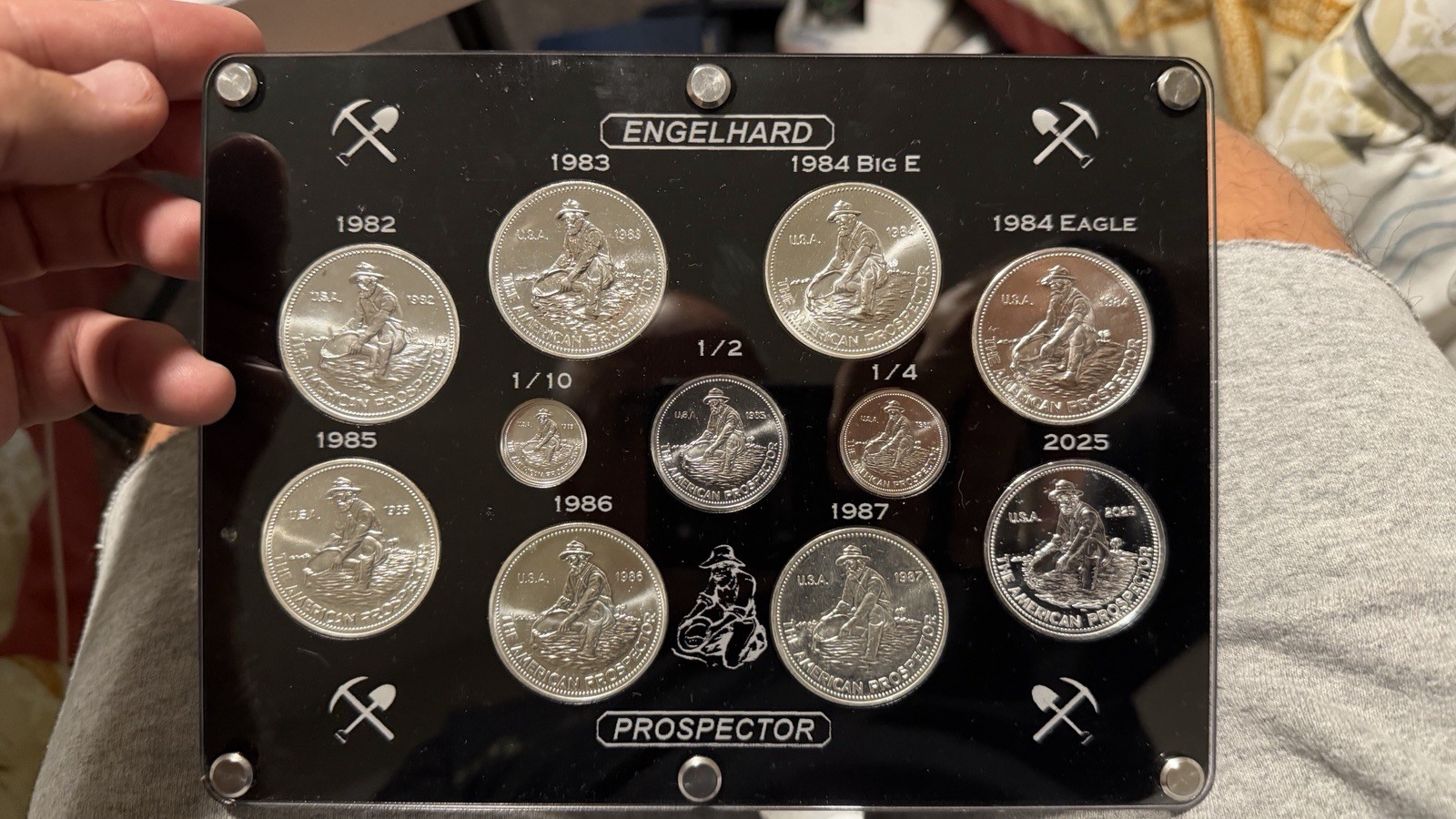 Engelhard Prospector Set Silver Rounds Lot 1982-1987, 2025 in Case w fractionals Engelhard Prospector Set Silver Rounds Lot 1982-1987, 2025 in Case w fractionals