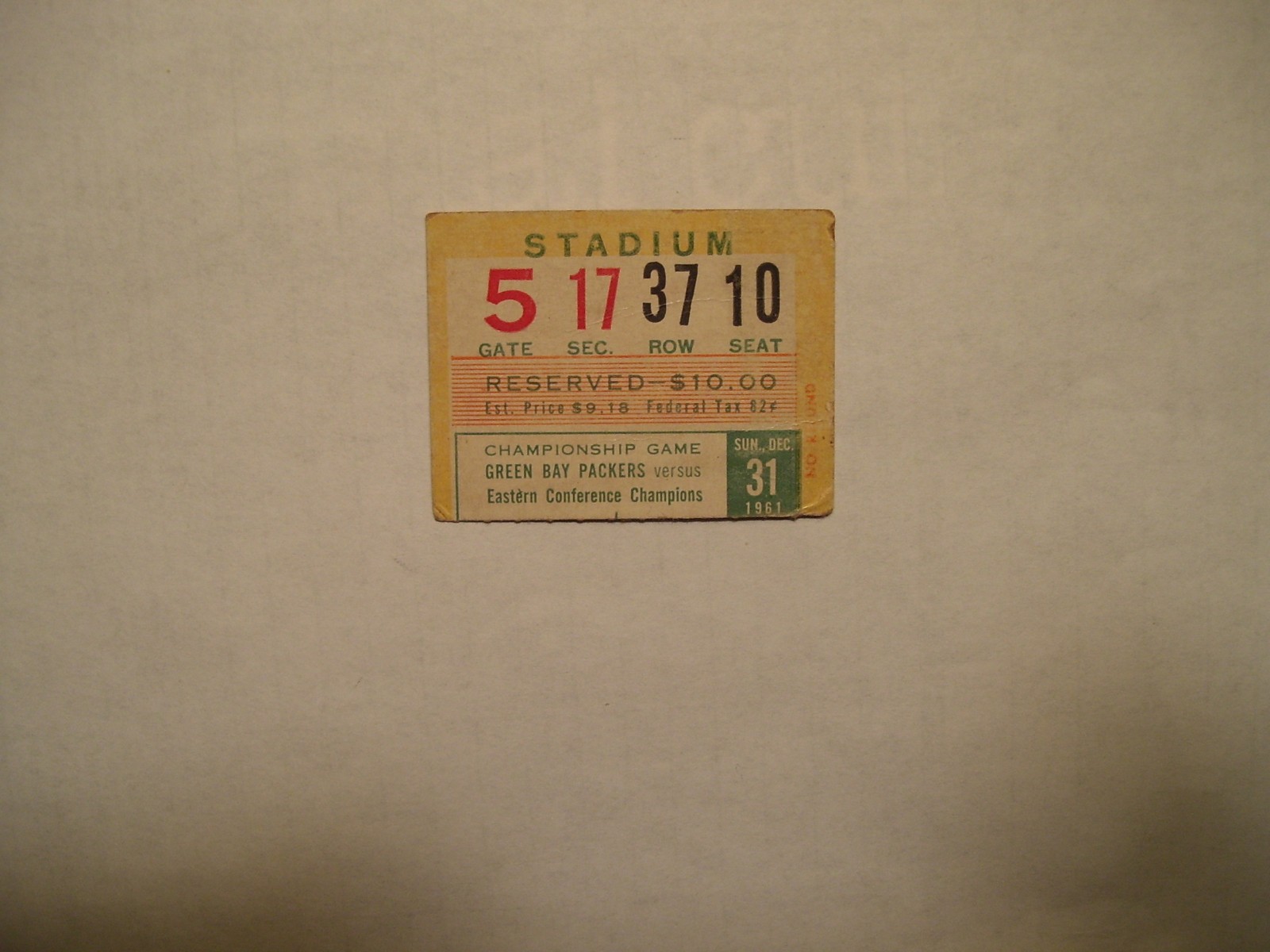 1961 ticket VINCE LOMBARDI BART STARR 1ST NFL TITLE packers giants Championship 1961 ticket VINCE LOMBARDI BART STARR 1ST NFL TITLE packers giants Championship