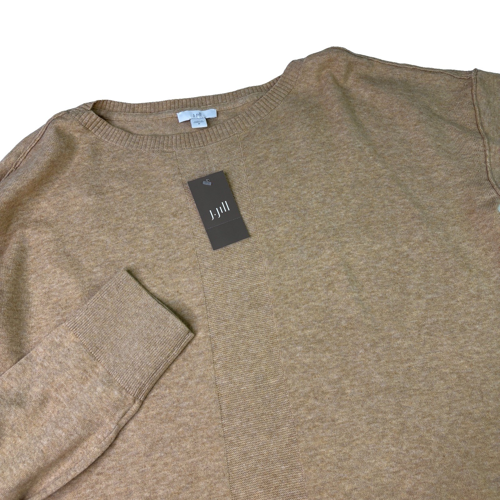J Jill Crew Neck Pullover Sweater Womens Medium NWT Cotton Blend Knit Tan Brown J Jill Crew Neck Pullover Sweater Womens Medium NWT Cotton Blend Knit Tan Brown