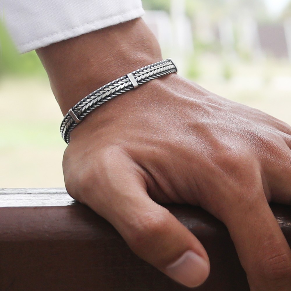 Italian silver bracelet for men , made in Italy of Solid 925 Sterling Silver