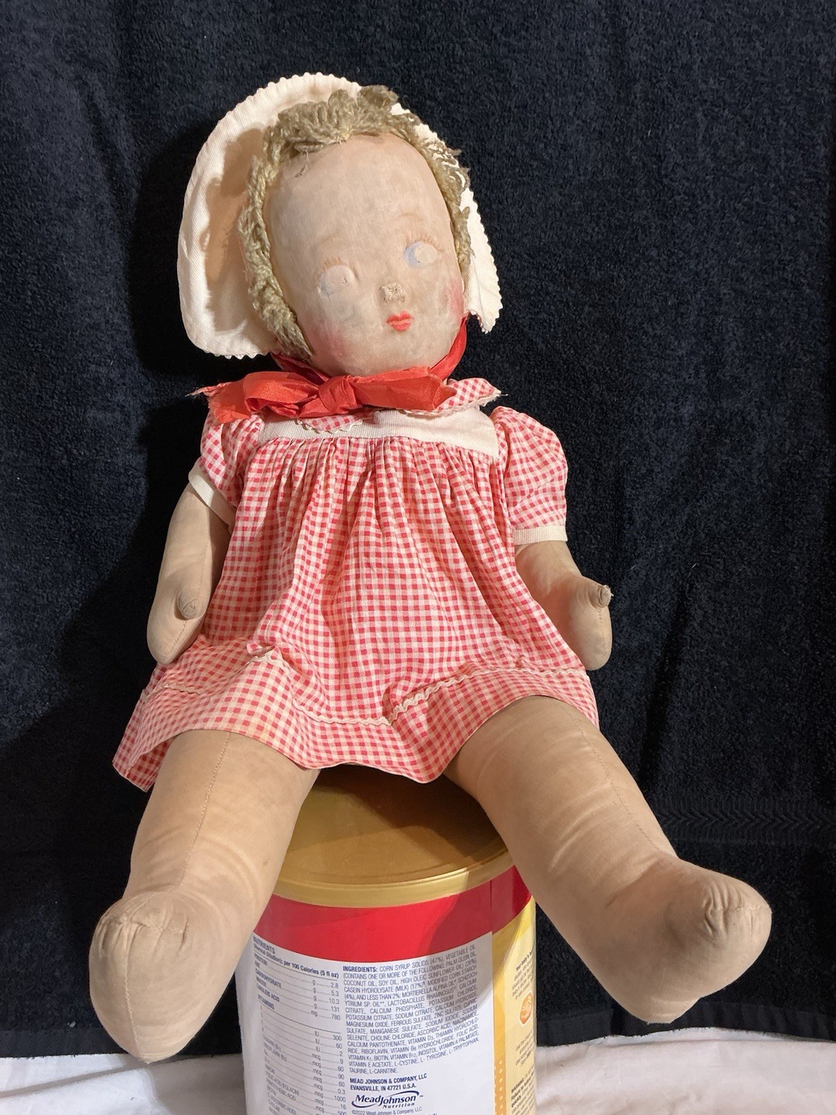 Vintage Early 20th Century Cloth Doll With Hand Painted Face