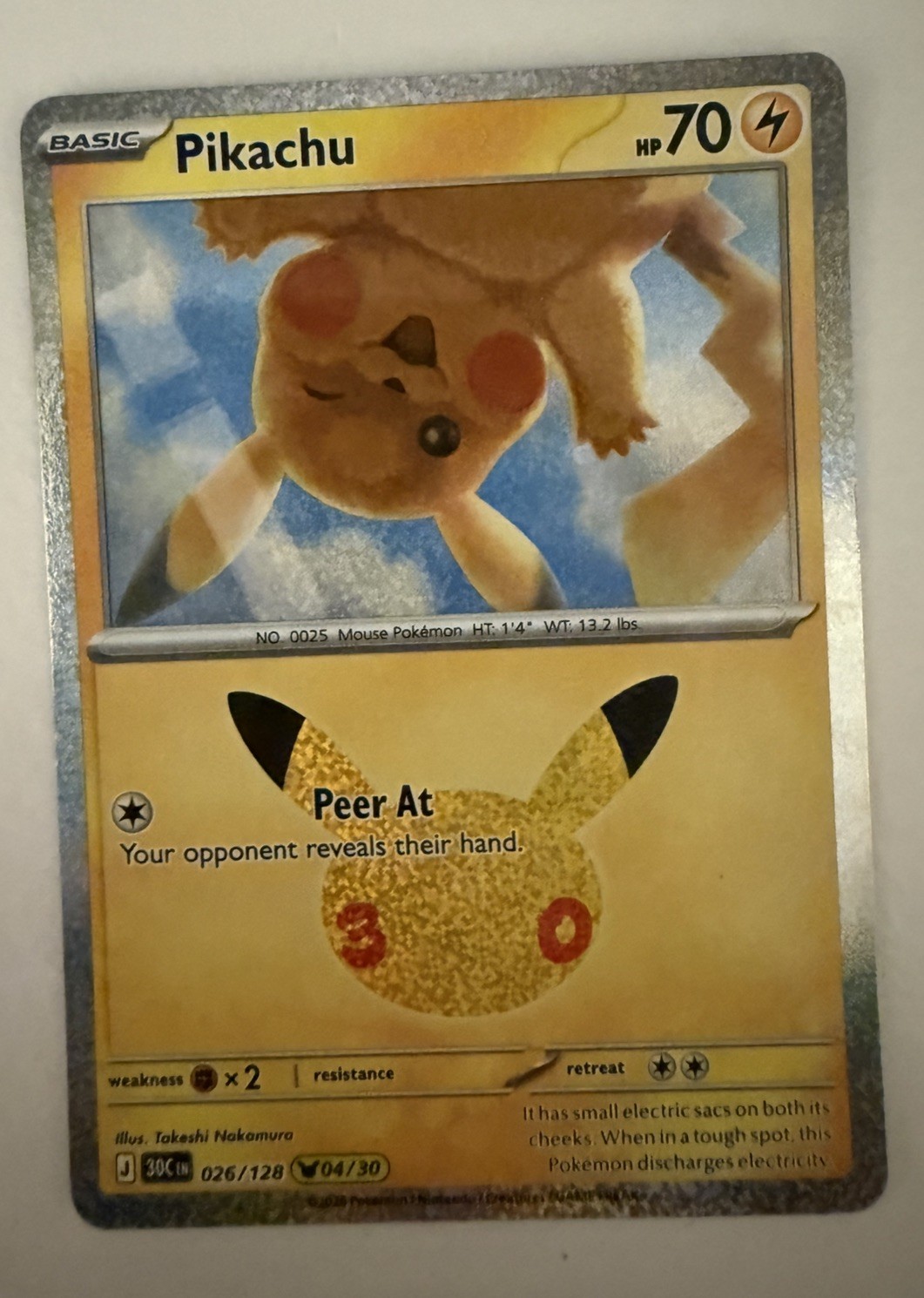 Pokemon 30th Anniversary 26/128 (4/30) Pikachu Exclusive NM Pokemon 30th Anniversary 26/128 (4/30) Pikachu Exclusive NM