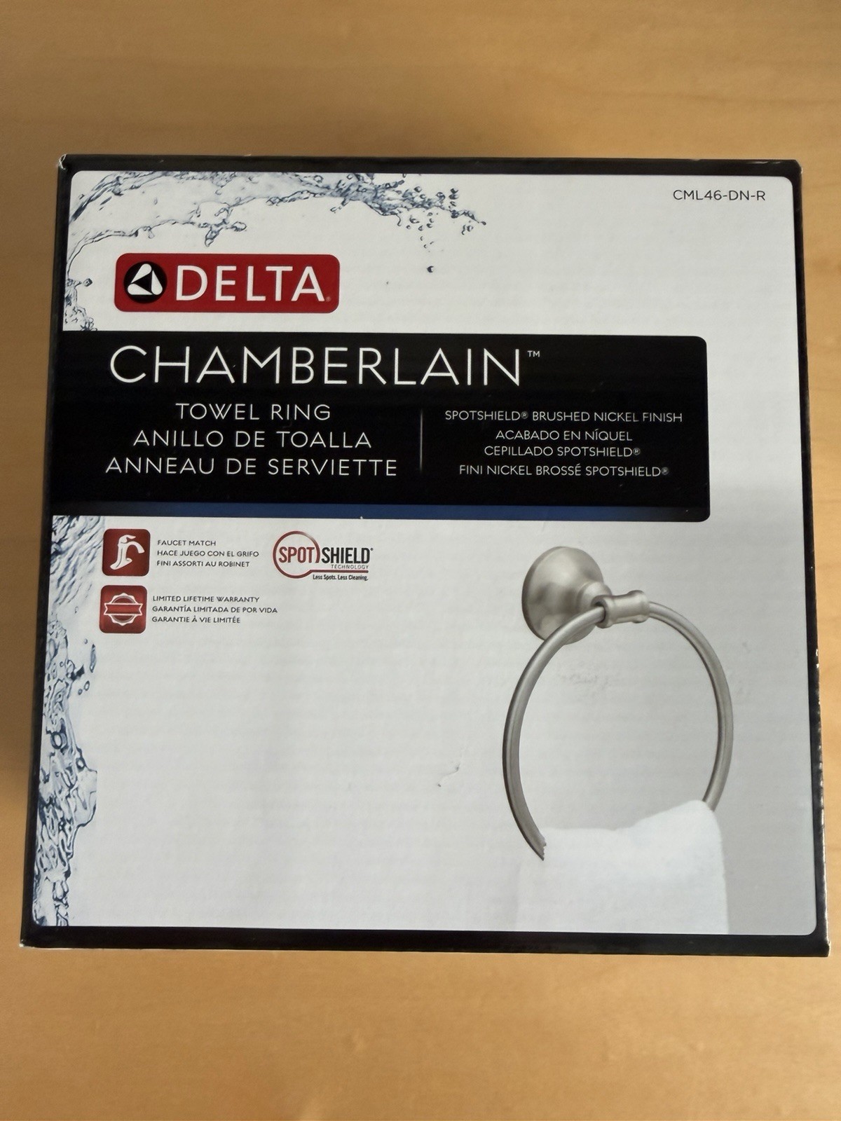 Delta CML46-DN-R Wall Mount Round Towel Ring in Brushed Nickel New Bath Kitchen