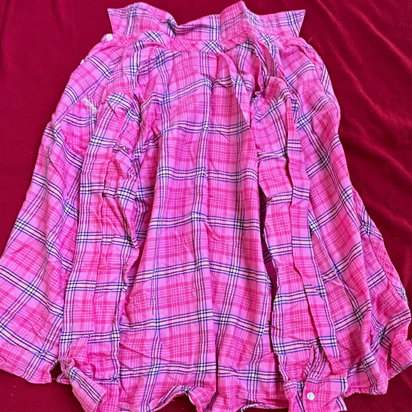 Justice Girls Pink Plaid Long Sleeve Collared Button-Up Preppy Shirt 18 Justice Girls Pink Plaid Long Sleeve Collared Button-Up Preppy Shirt 18