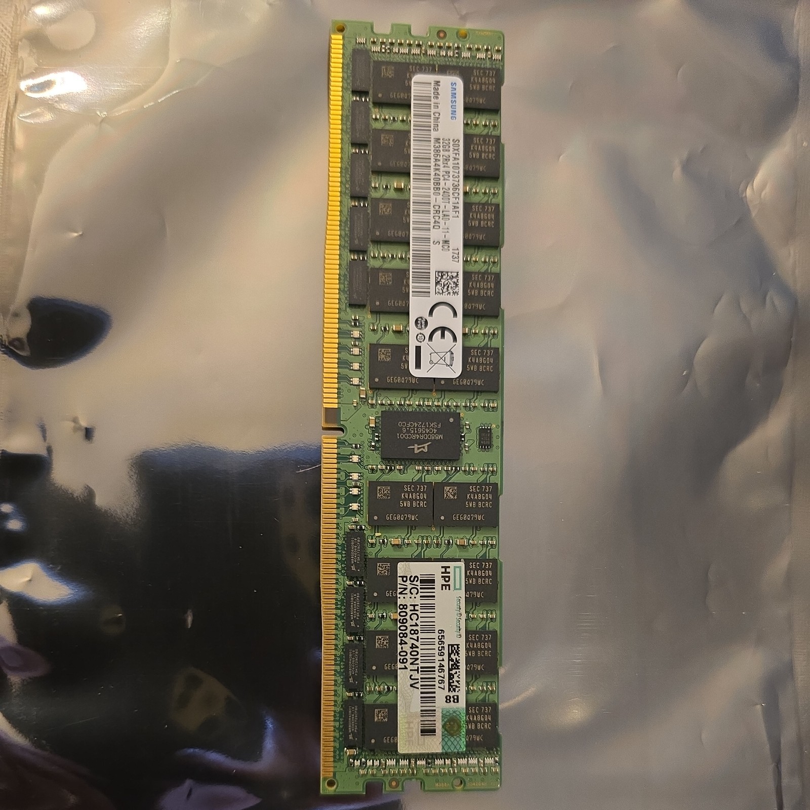 HP HPE Samsung 32GB DDR4-2400 ECC LRDIMM 2Rx4 PC4-19200 809084-091 Server RAM