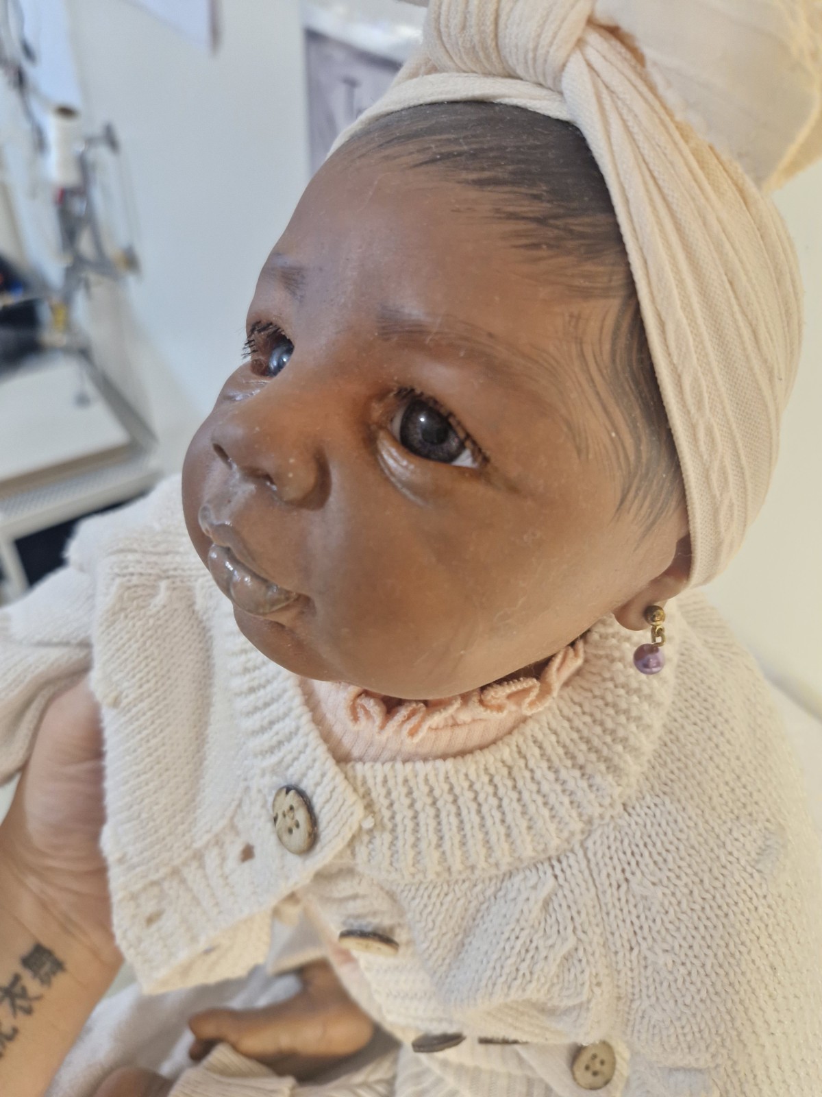 Authentic Ethnic Reborn Baby  Glass Eyes