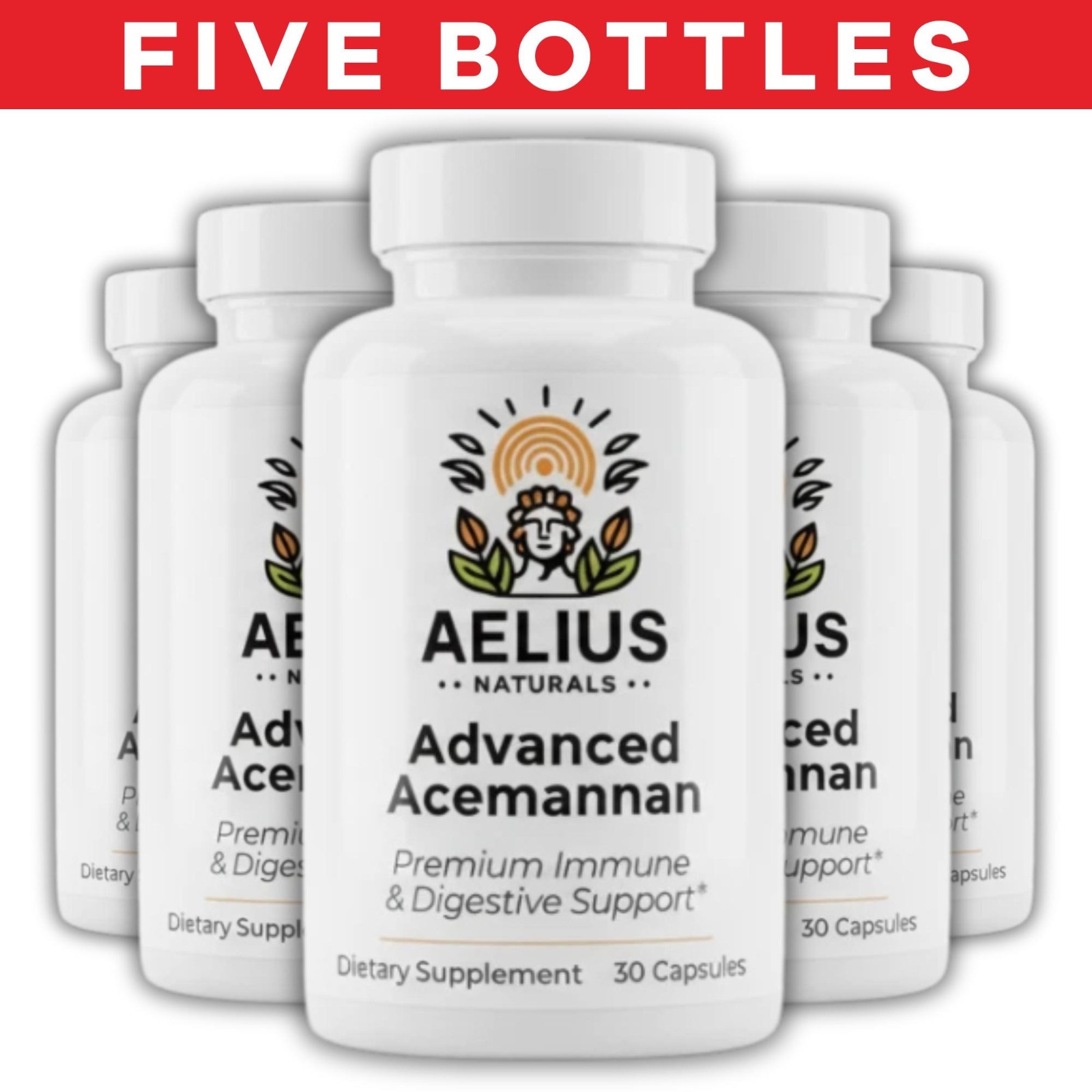 Advanced Acemannan (5-Pack) - Premium Aloe Supplement - Sourced from Costa Rica