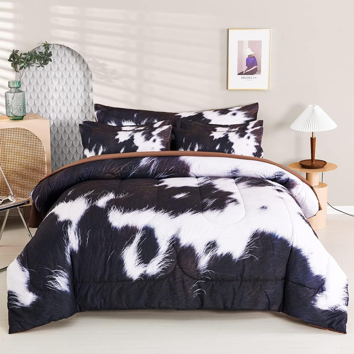 King Size 8 Piece Cow Print Comforter Set Farmhouse Bed in a Bag Bedding Set King Size 8 Piece Cow Print Comforter Set Farmhouse Bed in a Bag Bedding Set