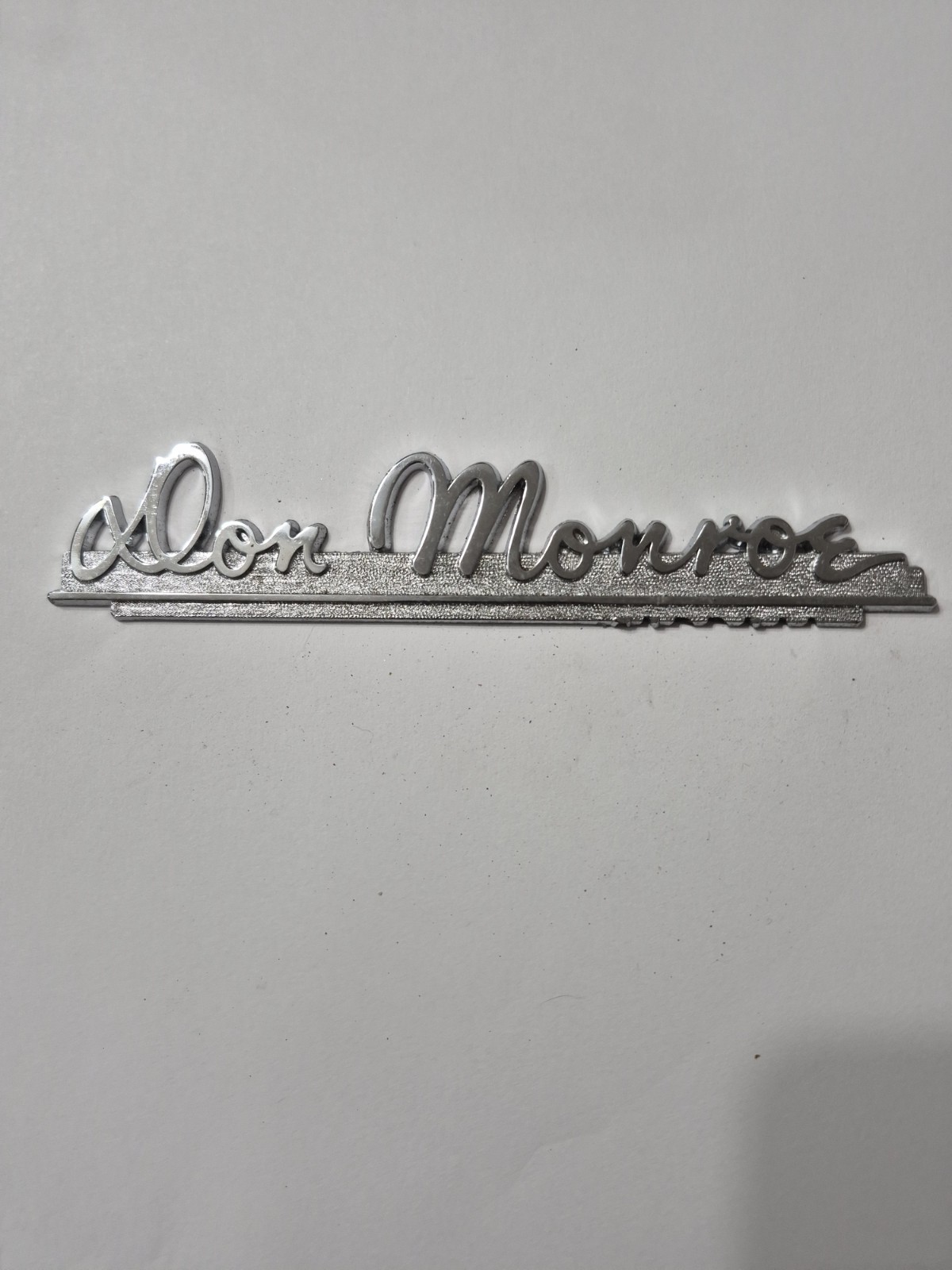 VTG   Don Monroe (Broken) Metal  Dealer Badge Emblem  plate Dealership Ship 