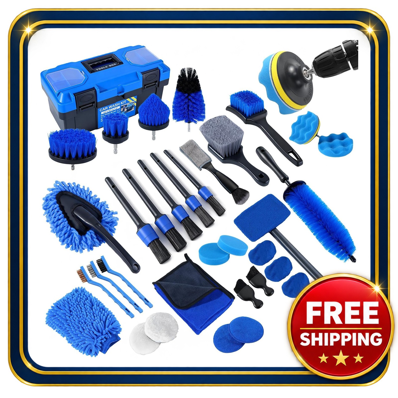 Car Detailing Kit 36pcs Auto Cleaning Brush Set with Microfiber Towels