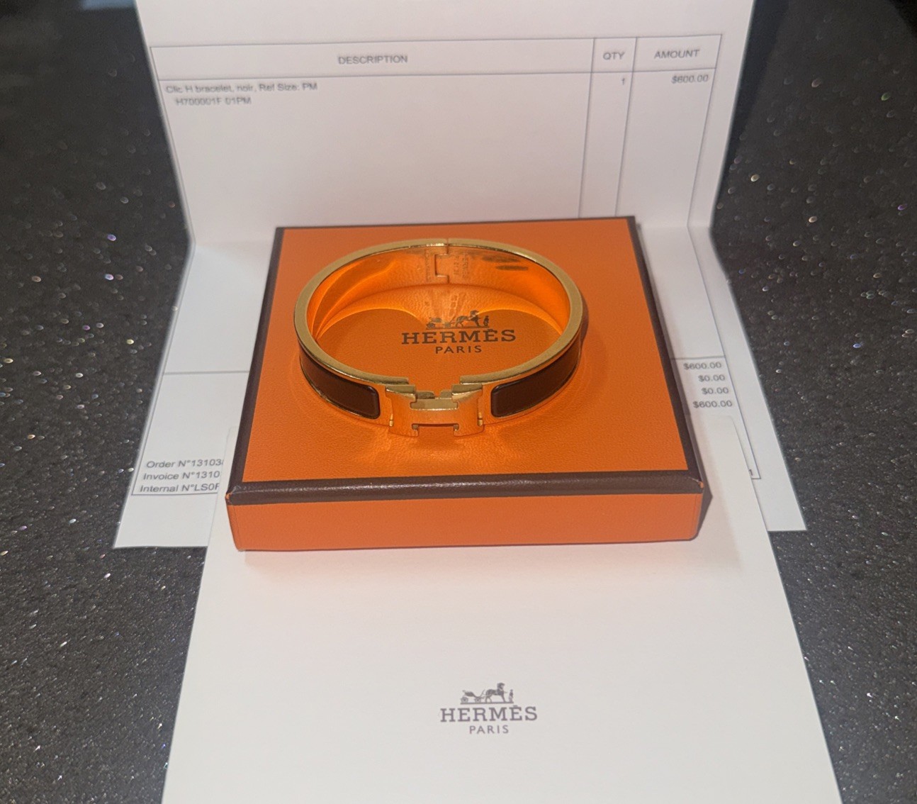 Hermès Clic H Enamel Bracelet Black Noir Dark Hardware Box & Pouch Hermès Clic H Enamel Bracelet Black Noir Dark Hardware Box & Pouch