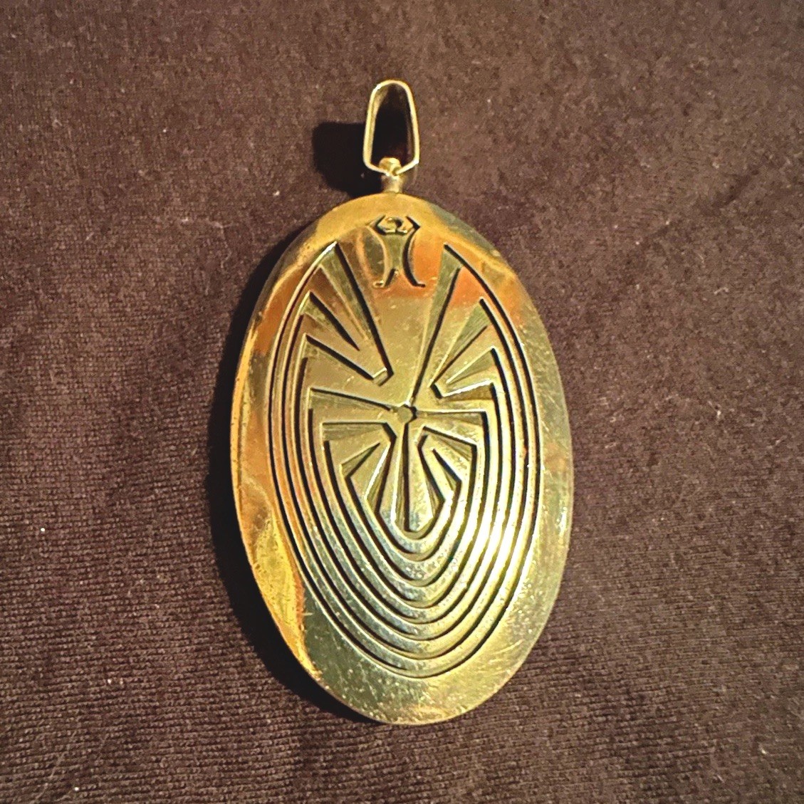 Eddison Wadsworth Hopi Sterling Silver Reversible Pendant 30” Chain Vintage