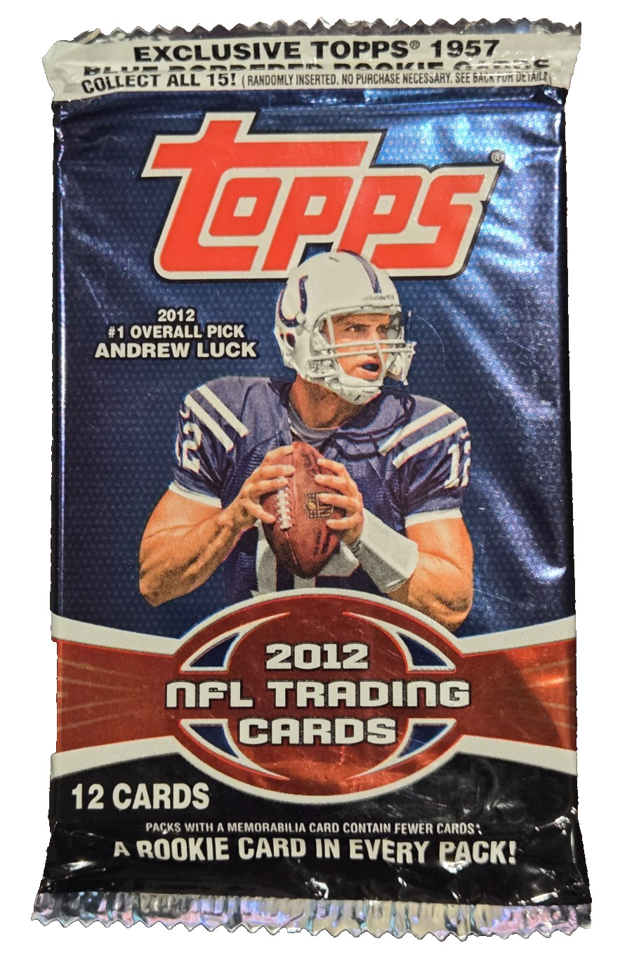 2012 Topps NFL Football Cards Retail Foil Pack 12 Cards '57 Blue Border Rookie