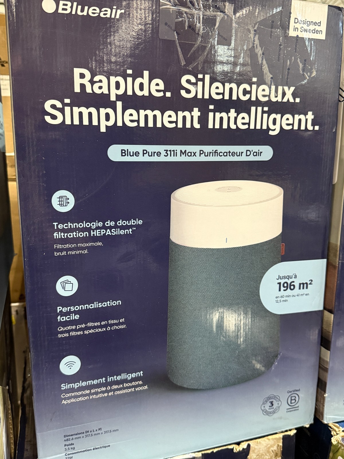 Blueair Blue Pure 311i Max Smart HEPASilent Air Purifier