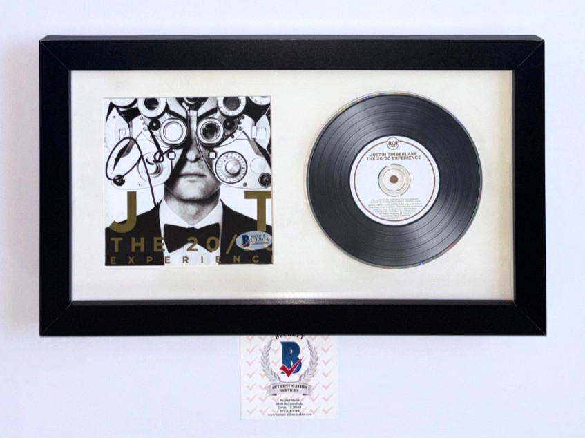 JUSTIN TIMBERLAKE SIGNED 20/20 EXPERIENCE CD COVER FRAMED NSYNC BAND SINGER BAS JUSTIN TIMBERLAKE SIGNED 20/20 EXPERIENCE CD COVER FRAMED NSYNC BAND SINGER BAS