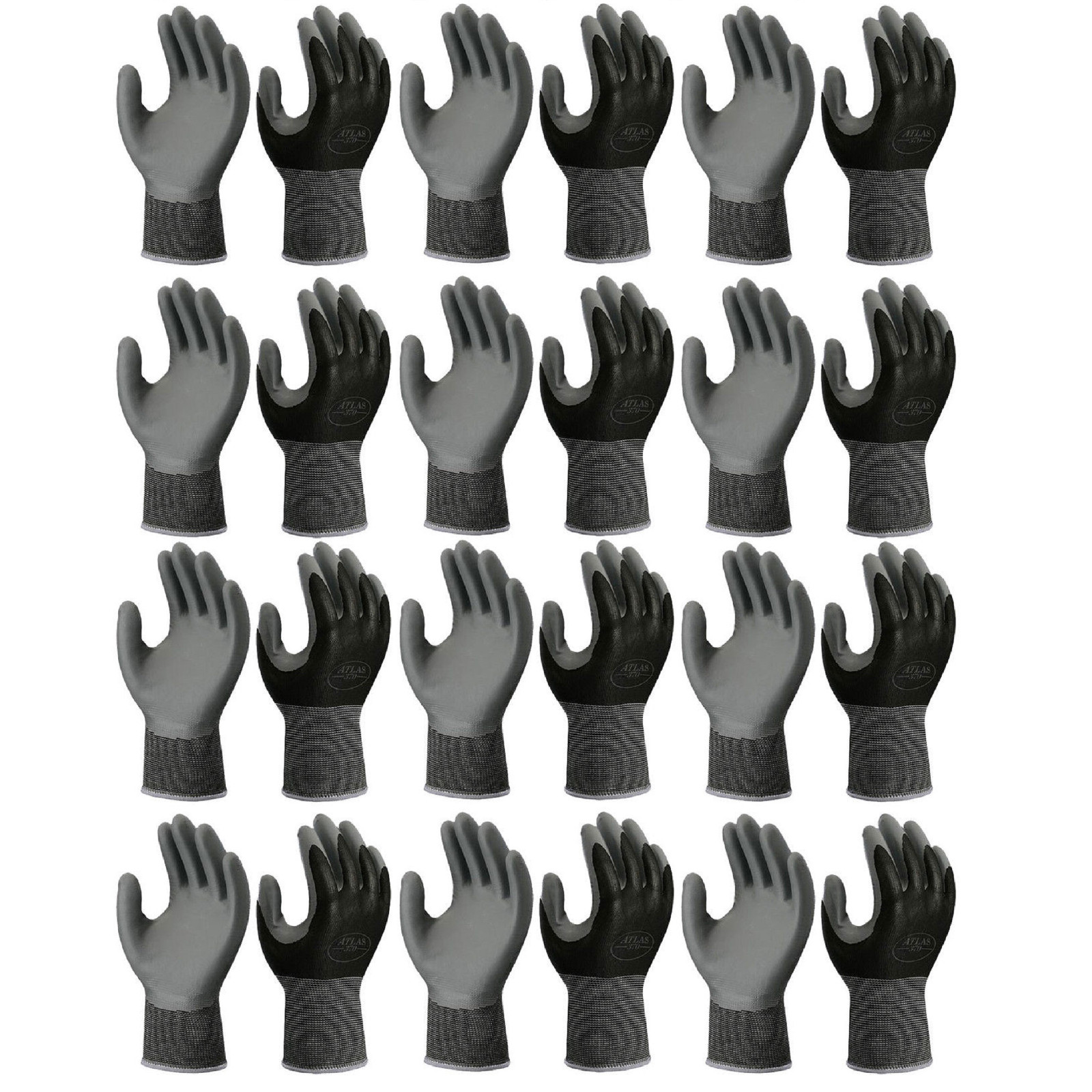 ATLAS FIT 370 SHOWA BLACK SMALL NITRILE GARDENING WORK GLOVES, 12-PAIRS