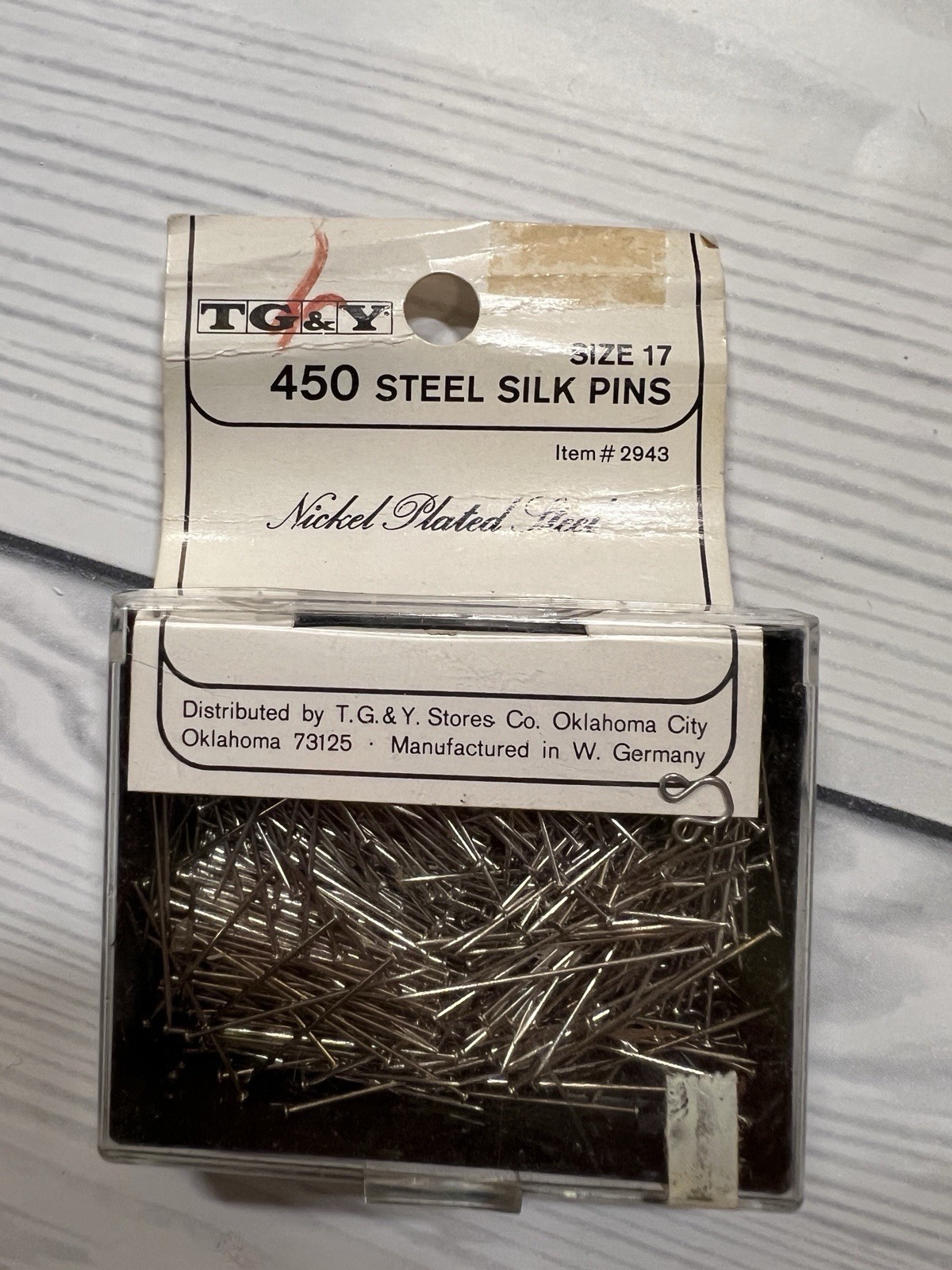 Vintage TG&Y Size 17 Steel Silk Pins 450 Ct Nickel Plated W. Germany Sewing Vintage TG&Y Size 17 Steel Silk Pins 450 Ct Nickel Plated W. Germany Sewing