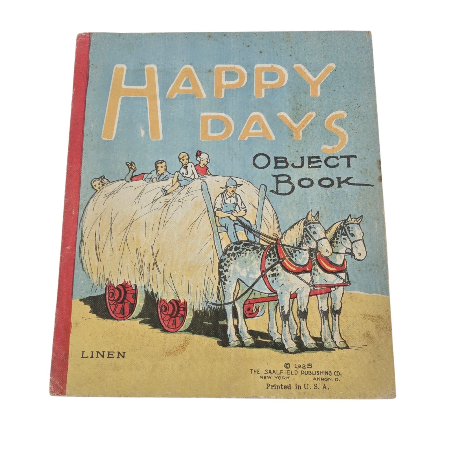Vintage 1925 Happy Days Object Book Linen SAALFIELD #320
