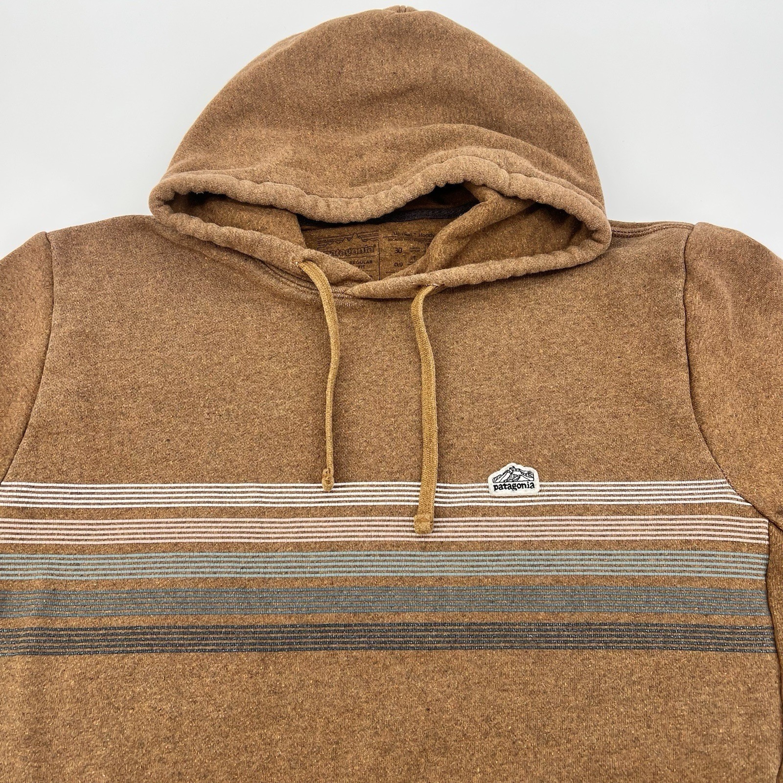 Patagonia Line Logo Ridge Stripe Uprisal Hoodie Sweatshirt Men\'s SMALL Brown