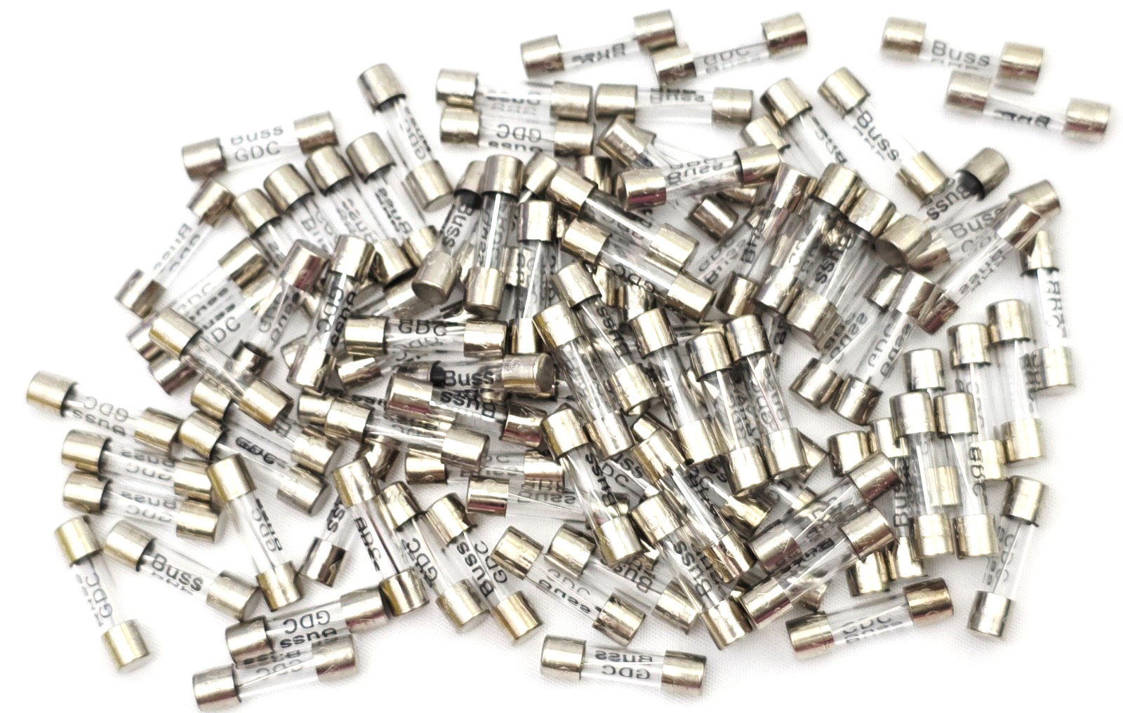Lot of 100 Bussmann GDC6.3 Glass Fuses 250V 6.3 Amp Slow Blow 5x20 mm GDC6.3A