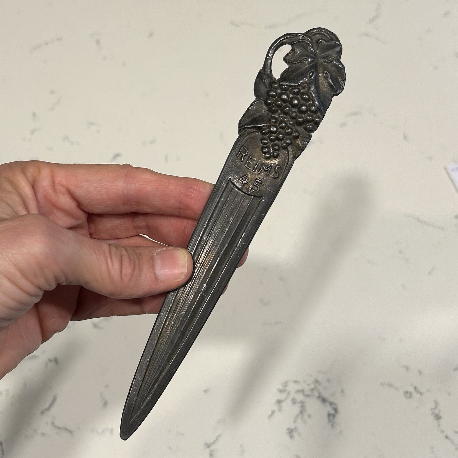 Antique French Pewter Reims 45 Art Nouveau Letter Opener Antique French Pewter Reims 45 Art Nouveau Letter Opener