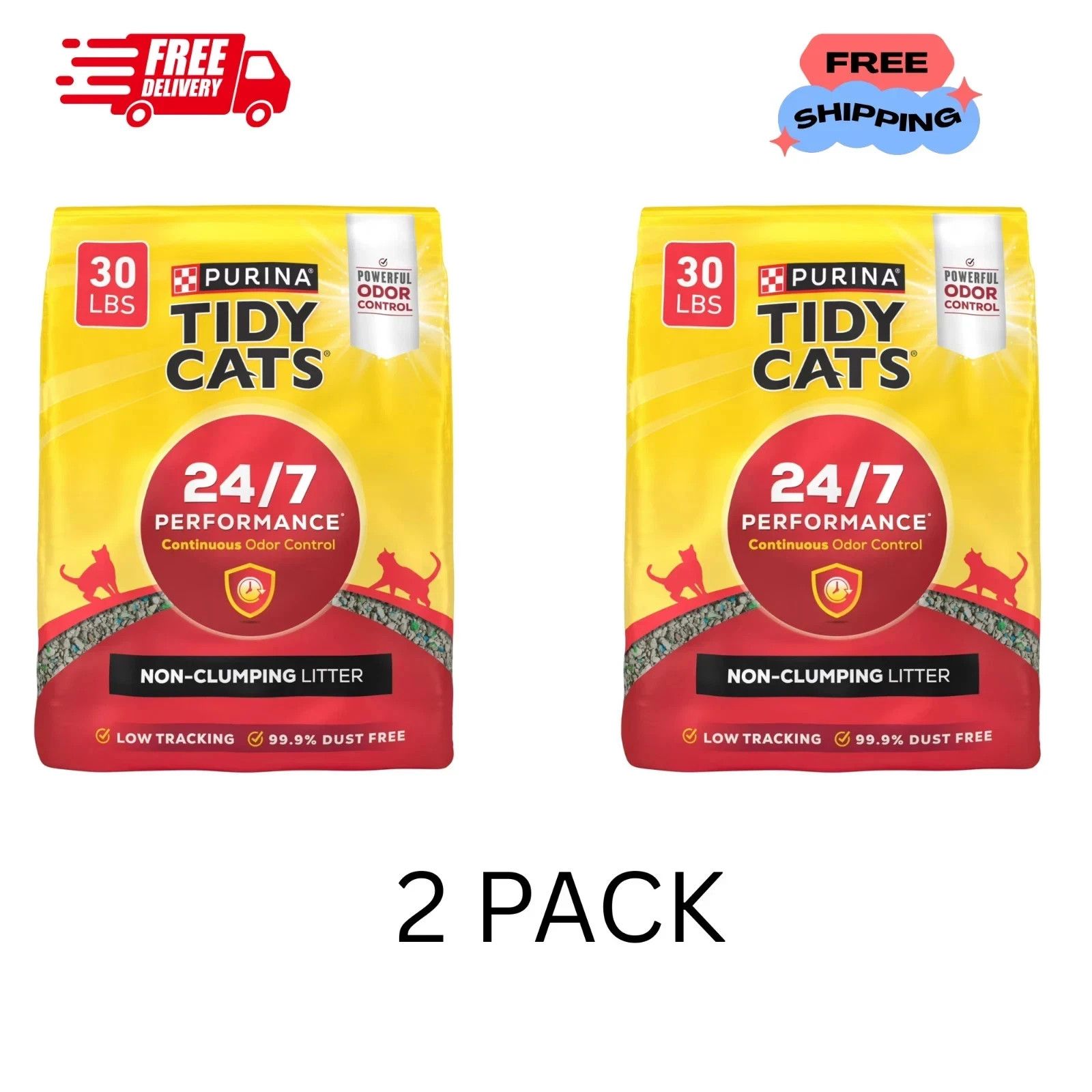 Purina Tidy Cats 24/7 Performance Non-Clumping Litter, Odor Control, 30 lb 2pack Purina Tidy Cats 24/7 Performance Non-Clumping Litter, Odor Control, 30 lb 2pack