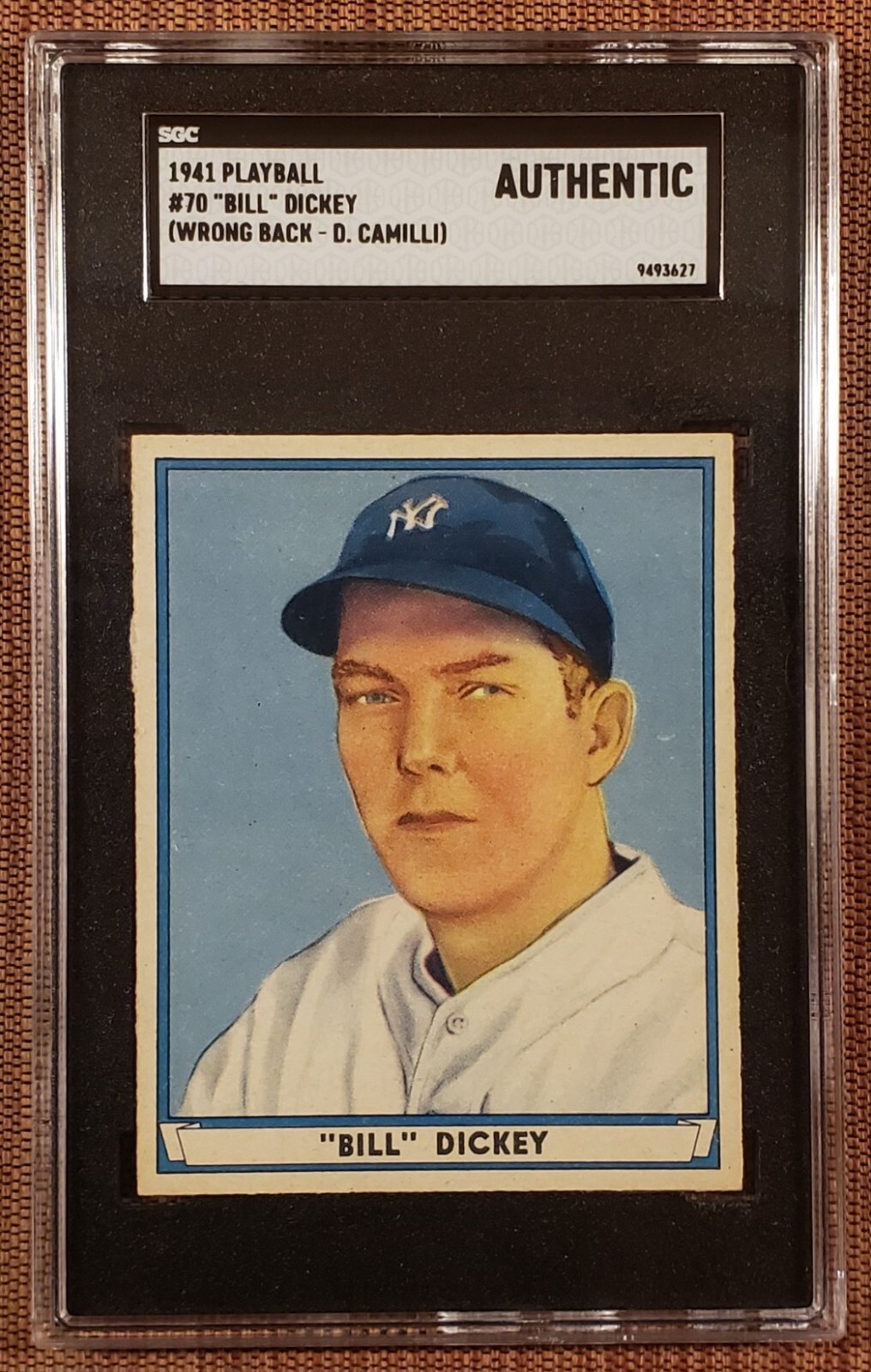 1941 Play Ball ERROR #70 Bill Dickey NY Yankees Baseball Card SGC WRONG BACK HOF 1941 Play Ball ERROR #70 Bill Dickey NY Yankees Baseball Card SGC WRONG BACK HOF