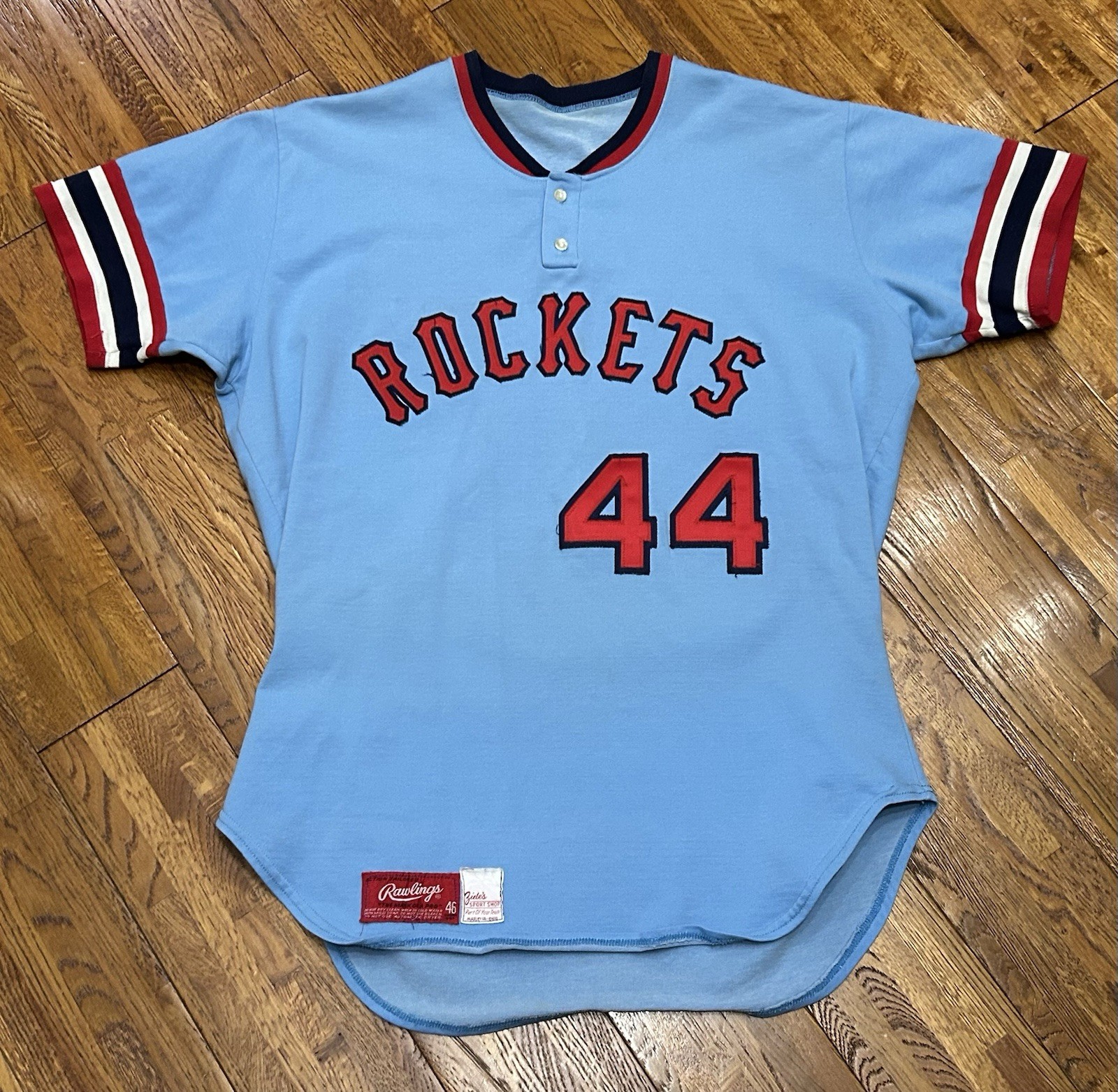 Vtg 70’s/80's Sewn Lettering Rawlings RED TAG Rockets Baseball Jersey Men Sz. 46 Vtg 70’s/80's Sewn Lettering Rawlings RED TAG Rockets Baseball Jersey Men Sz. 46
