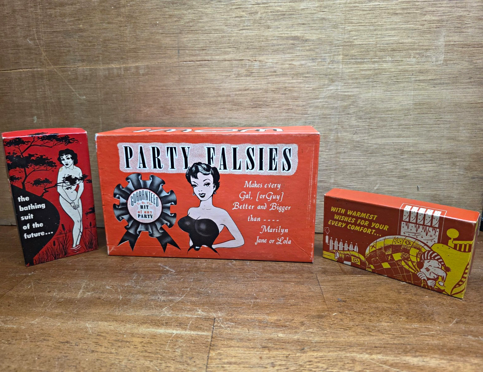 Vintage Novelty Party Falsies Willy Warmer Etc Lot of 3 Nostalgic Vintage Novelty Party Falsies Willy Warmer Etc Lot of 3 Nostalgic