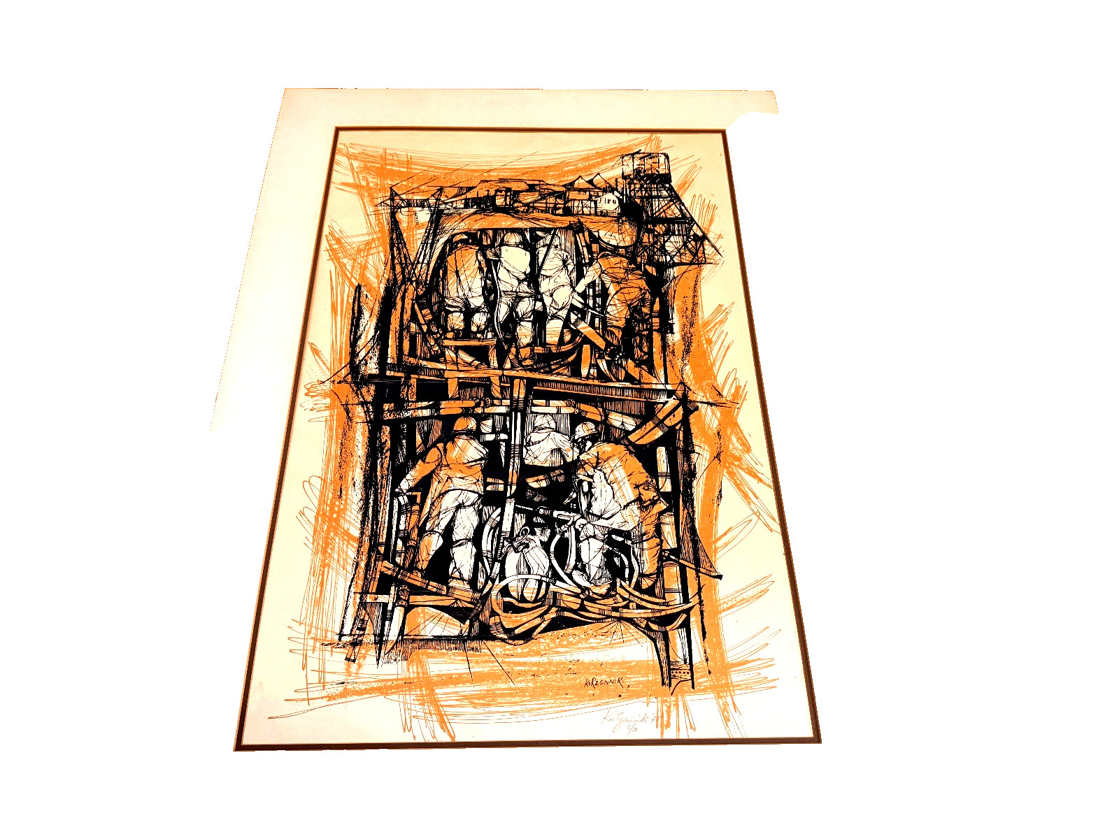The image displays a silkscreen print titled On a Raft, created as a collaborati The image displays a silkscreen print titled On a Raft, created as a collaborati