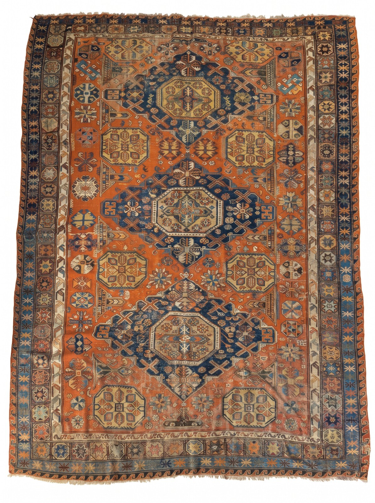 Antique Caucasian Soumak Wool Flatweave Area Rug 8x10 Geometric Tribal Motif