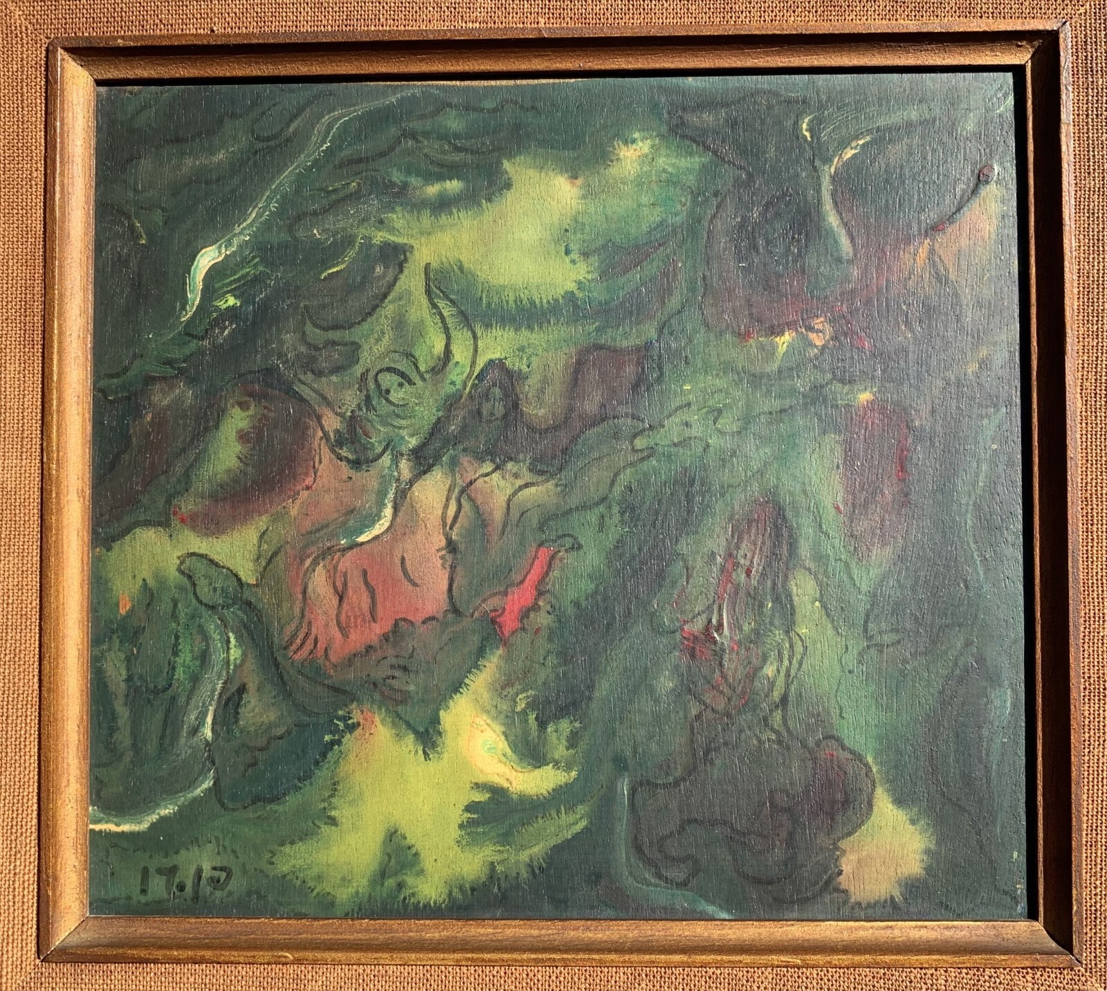 Penn (Mid 20th Century) Beautiful Abstract Avant-Garde Surrealism Oil Painting