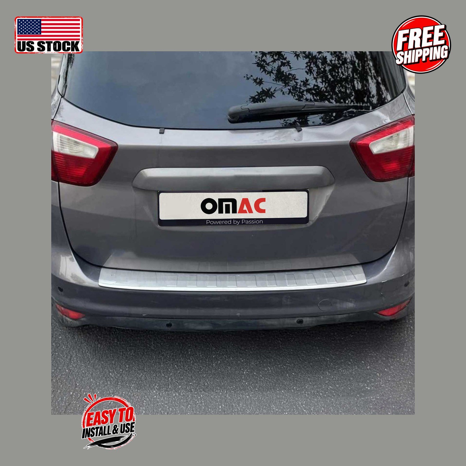 FORD C-MAX II / GRAND C-MAX II 2010-2019 Rear Bumper Sill Cover SS Brushed
