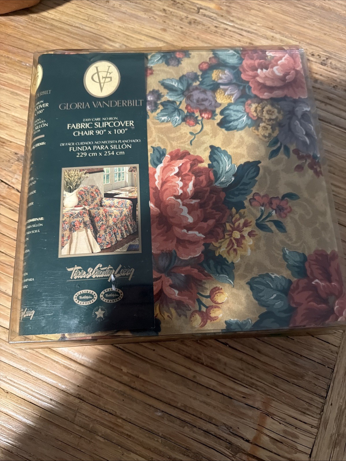 Gloria Vanderbilt Fabric Floral  Slipcover Chair Cover Vintage  90”x 100” USA
