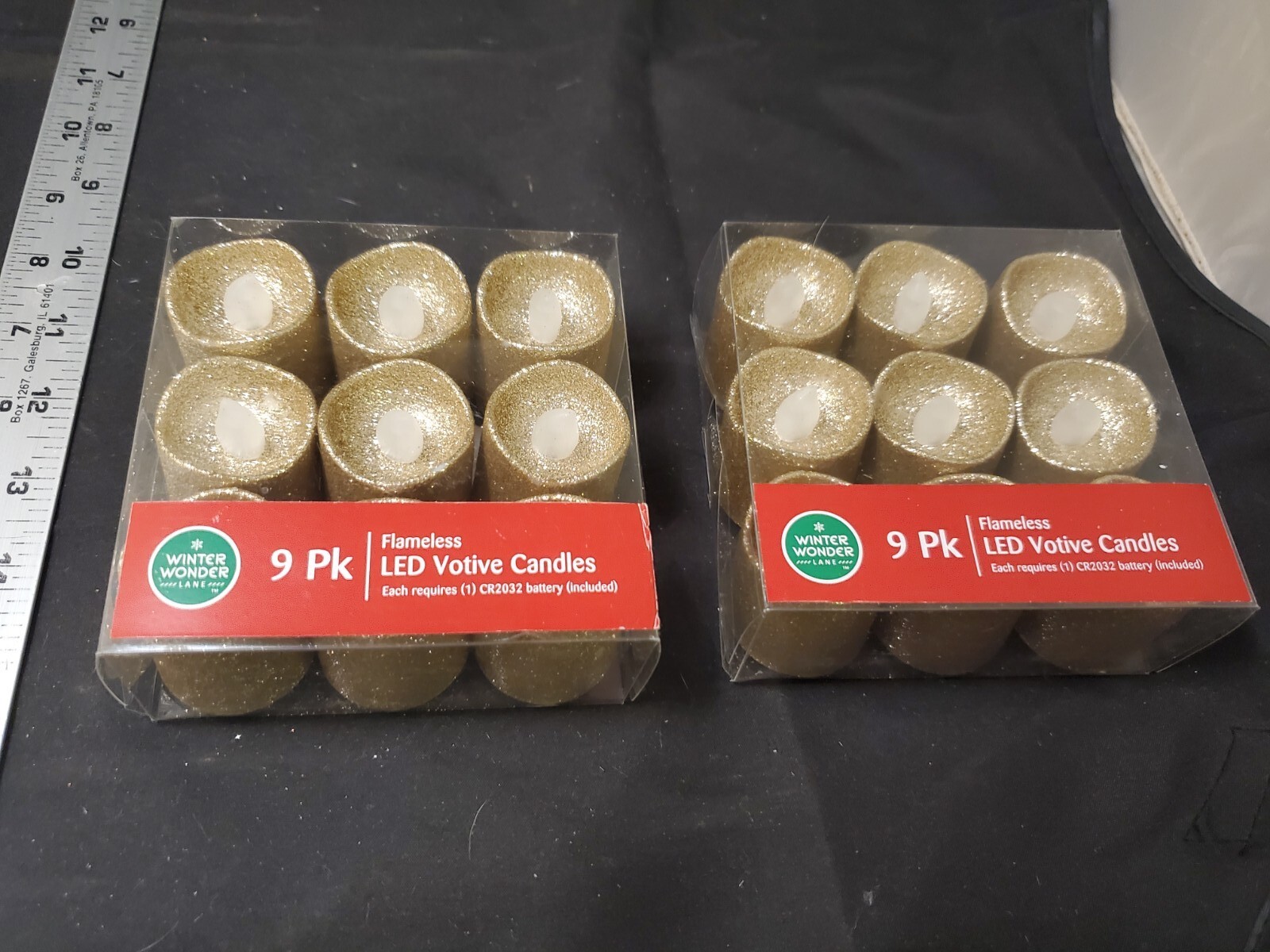 Flameless LED Candles 9 Pk Batteries Included Gold Sparkle 1 1/2\