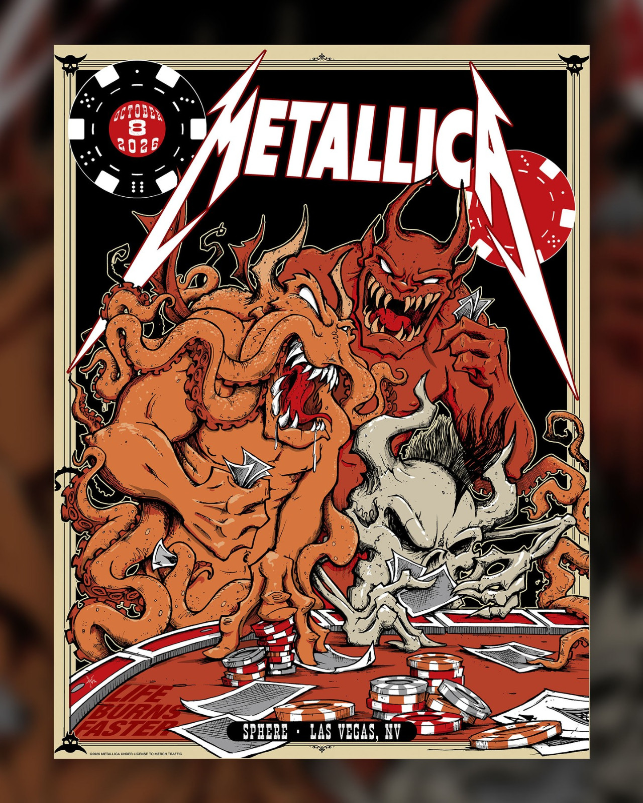 Metallica Las Vegas NV Sphere Oct 8 2026 Show Week 2 Night 1 Poster