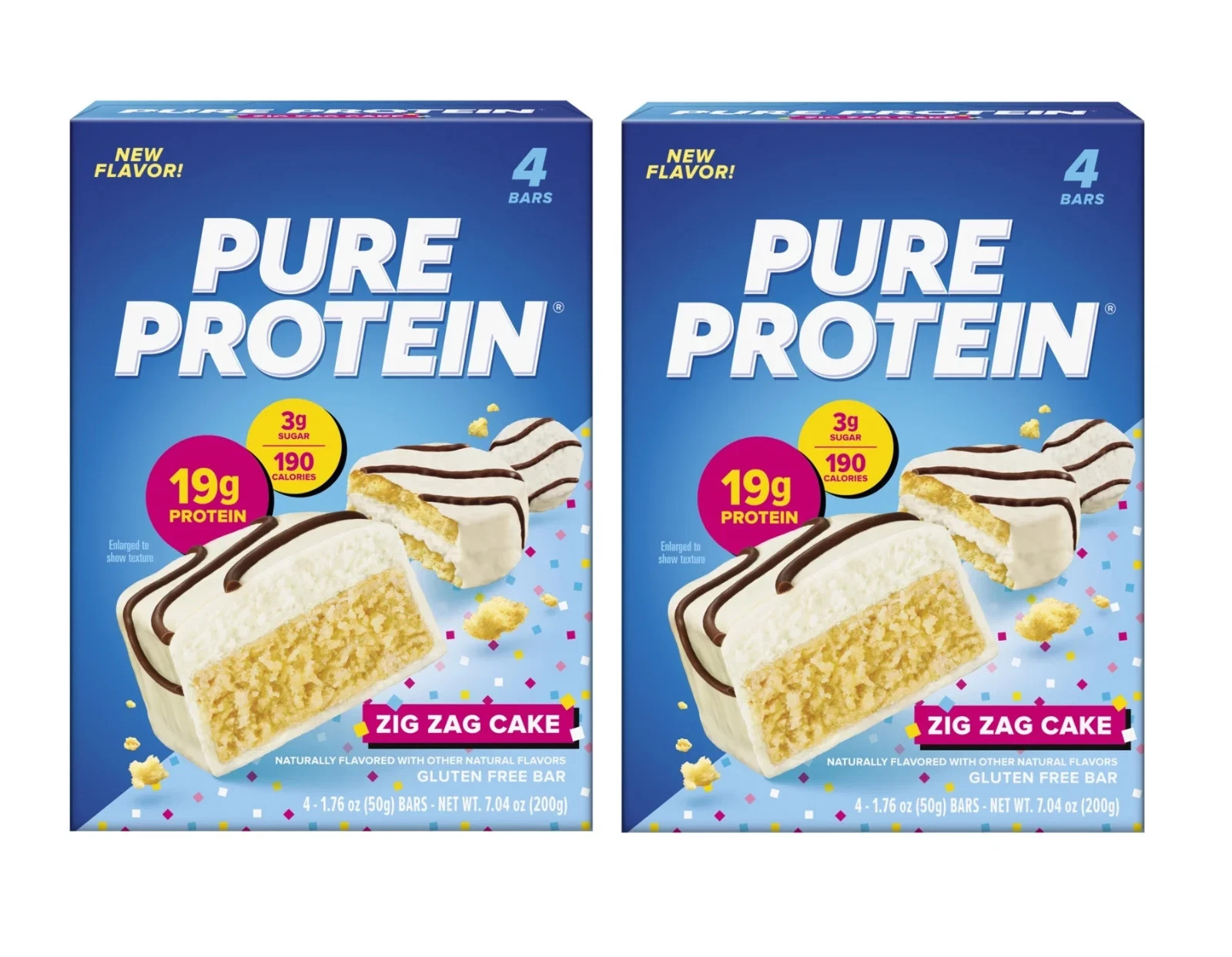 Pure Protein Bars, Zig Zag Cake, 1.76 oz, 4 Count Pack of 2